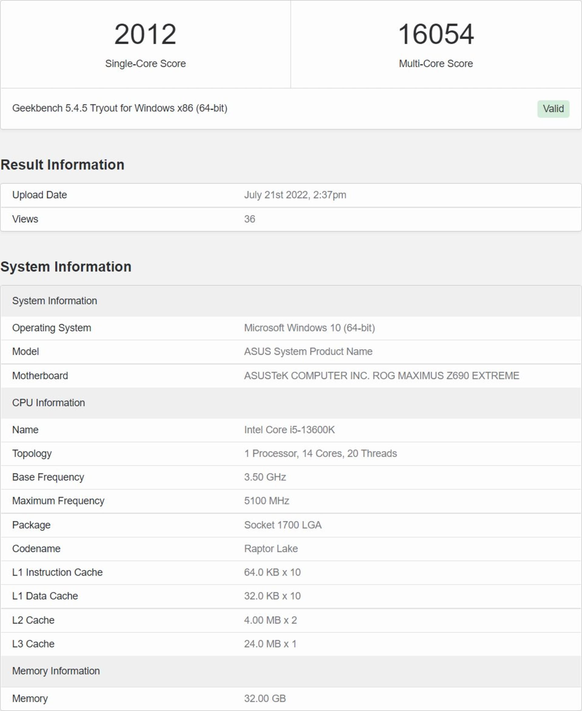 Core i5-13600K Benchmarks