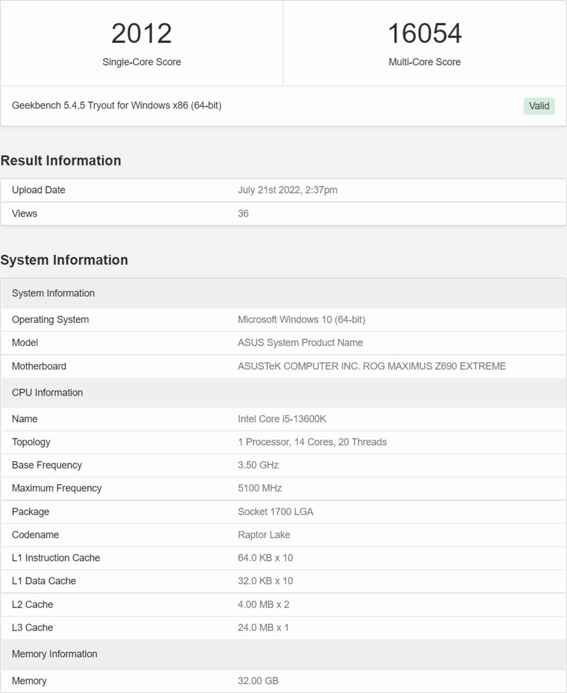 Core i5-13600K Benchmarks
