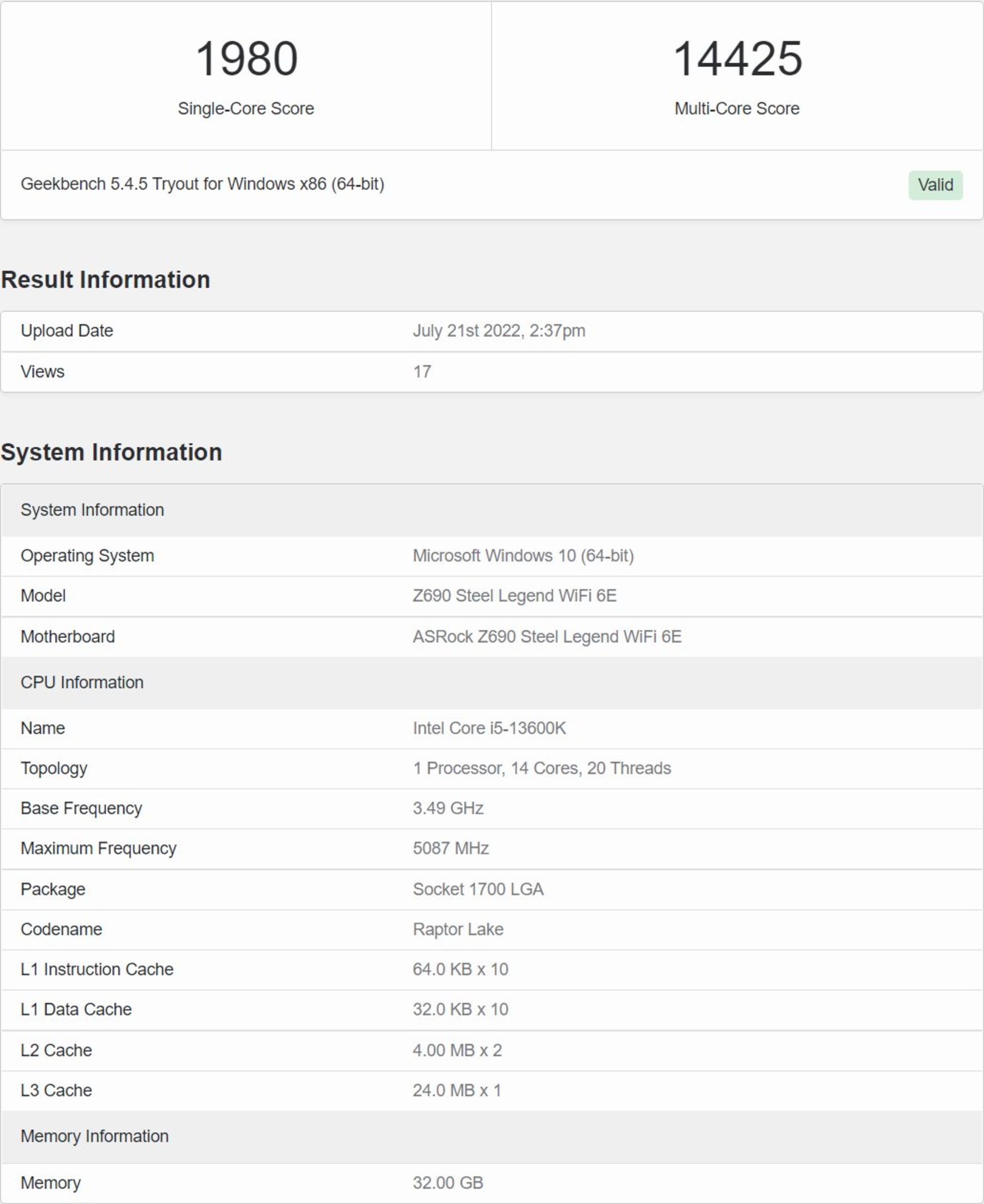 Core i5-13600K Benchmarks