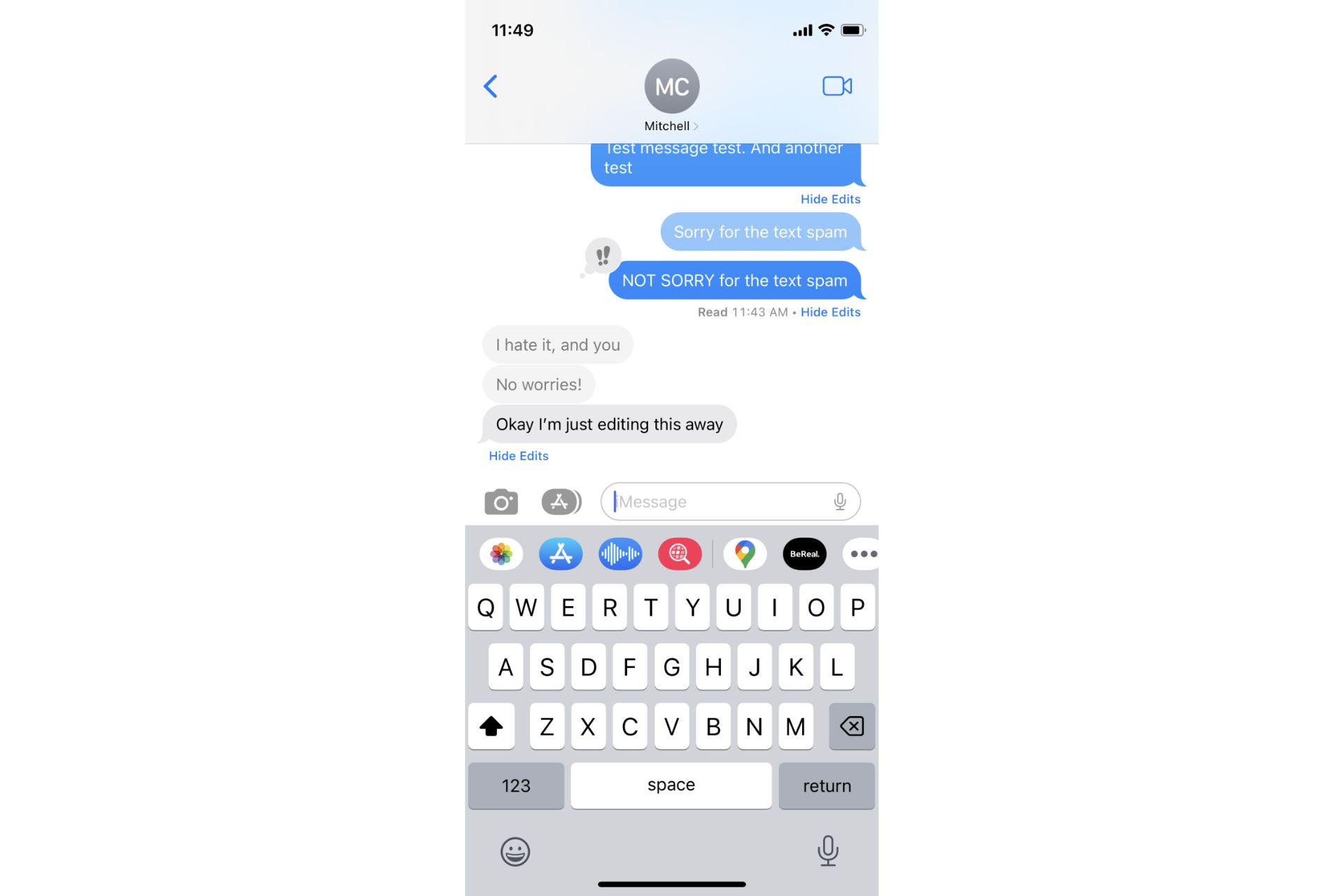 اسکرین شات آیفون iOS 16 قابلیت ویرایش پیام