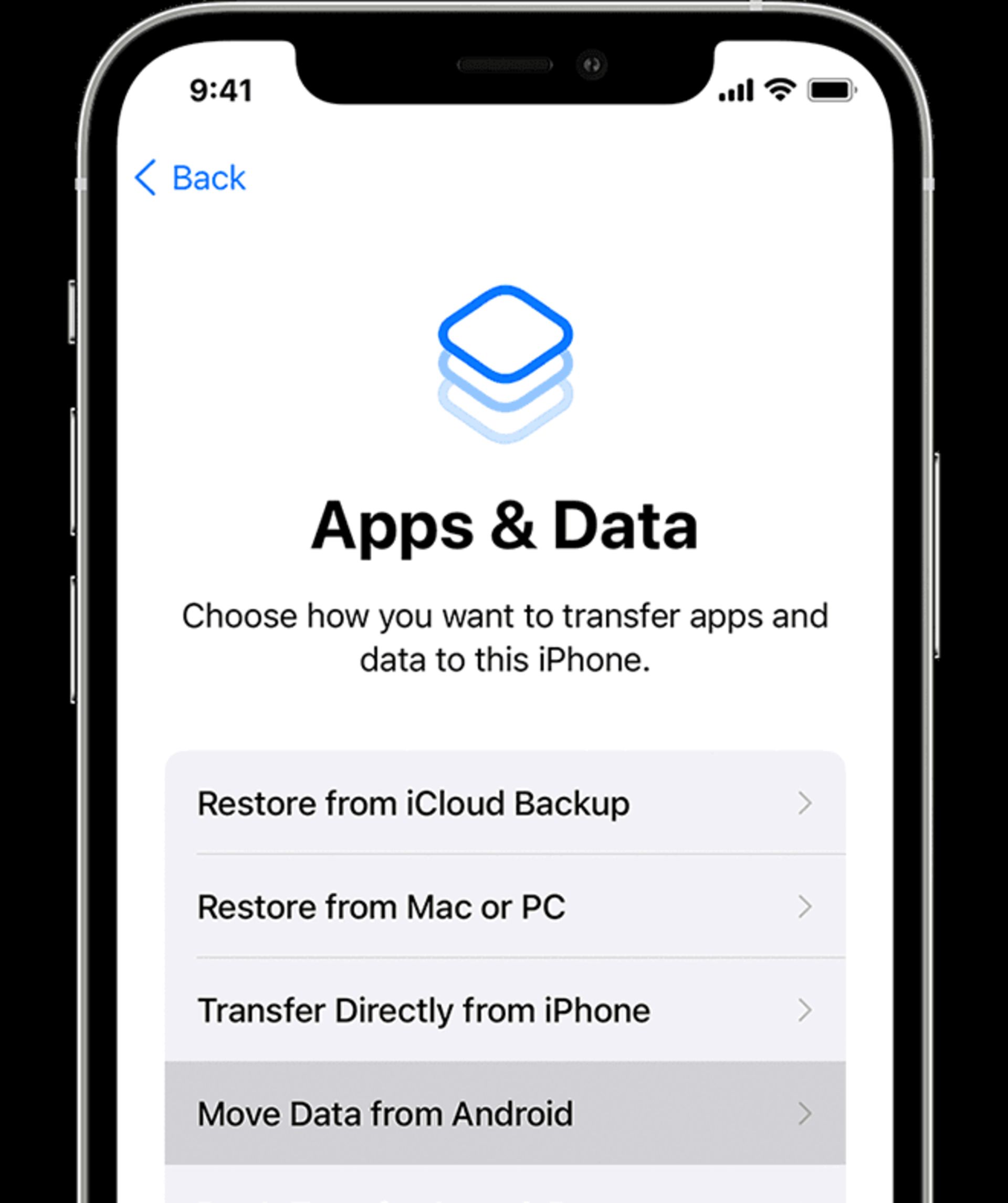 ۱- انتقال پیامک به آیفون با  اپ Move to iOS