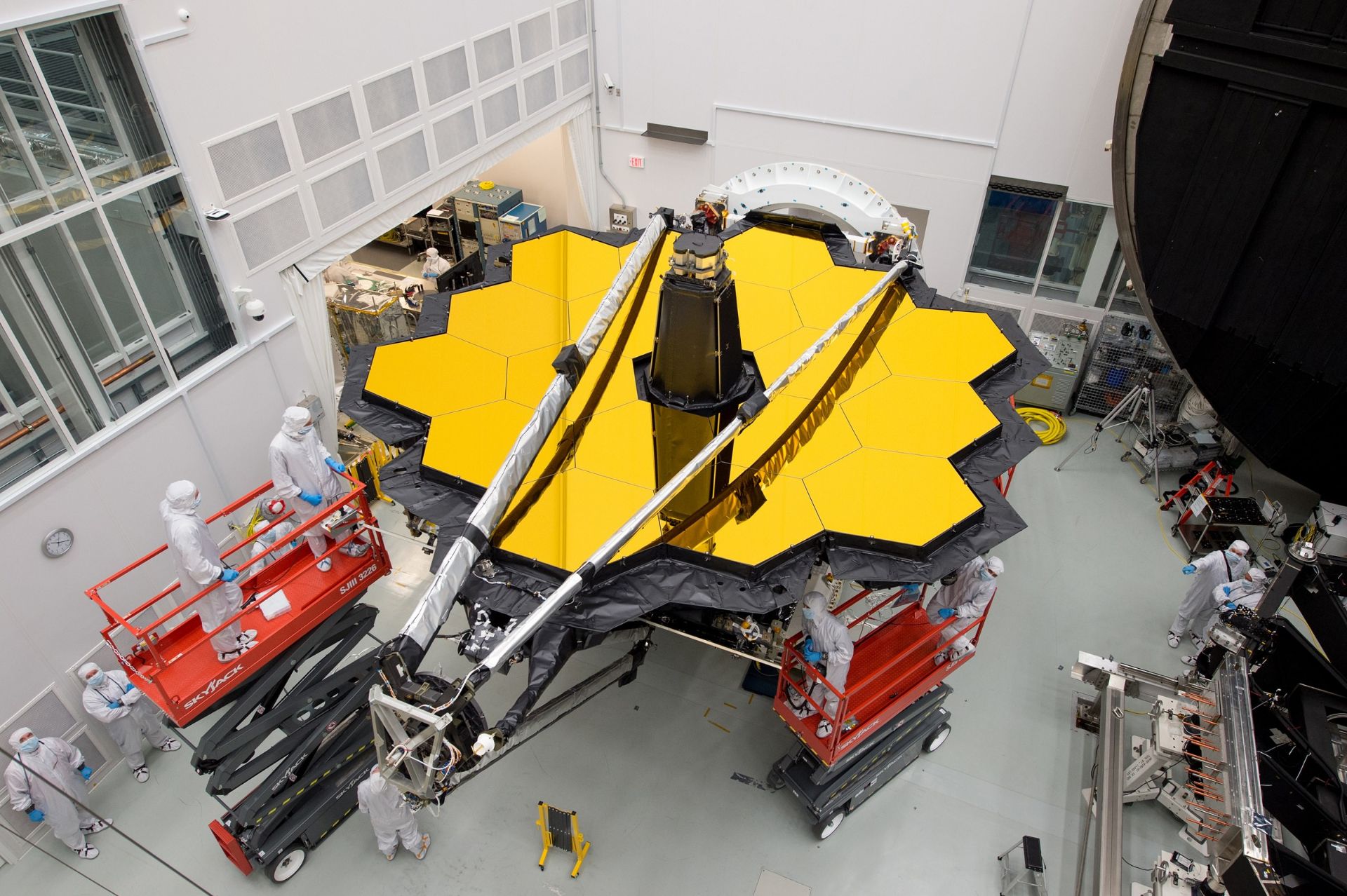 The James Webb Space Telescope in the clean room at NASA's Johnson Space Flight Center