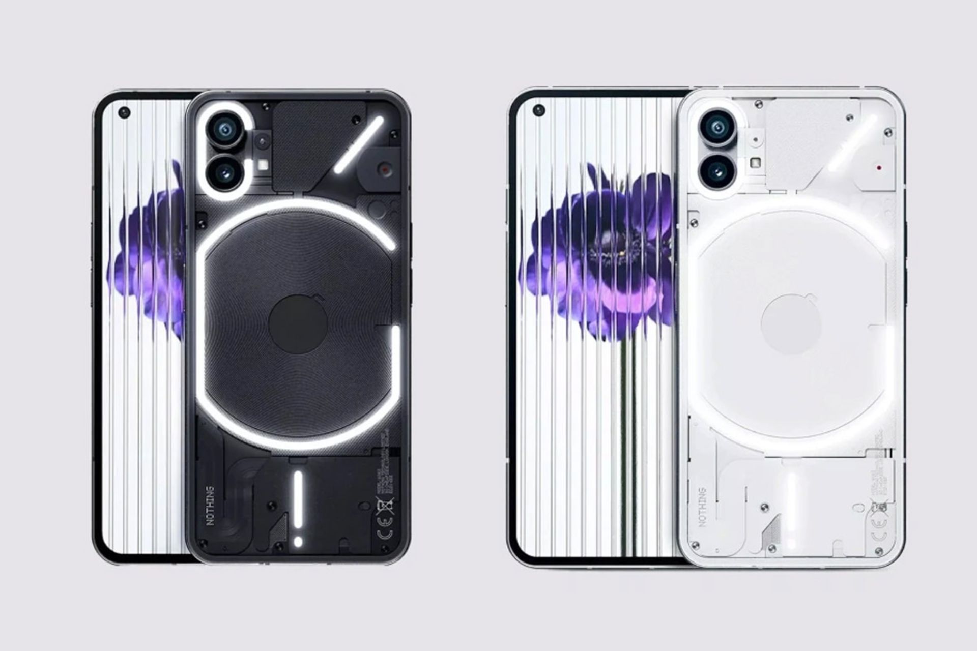گوشی ناتینگ فون وان / Nothing Phone 1 مدل مشکی و سفید از نمای پشت