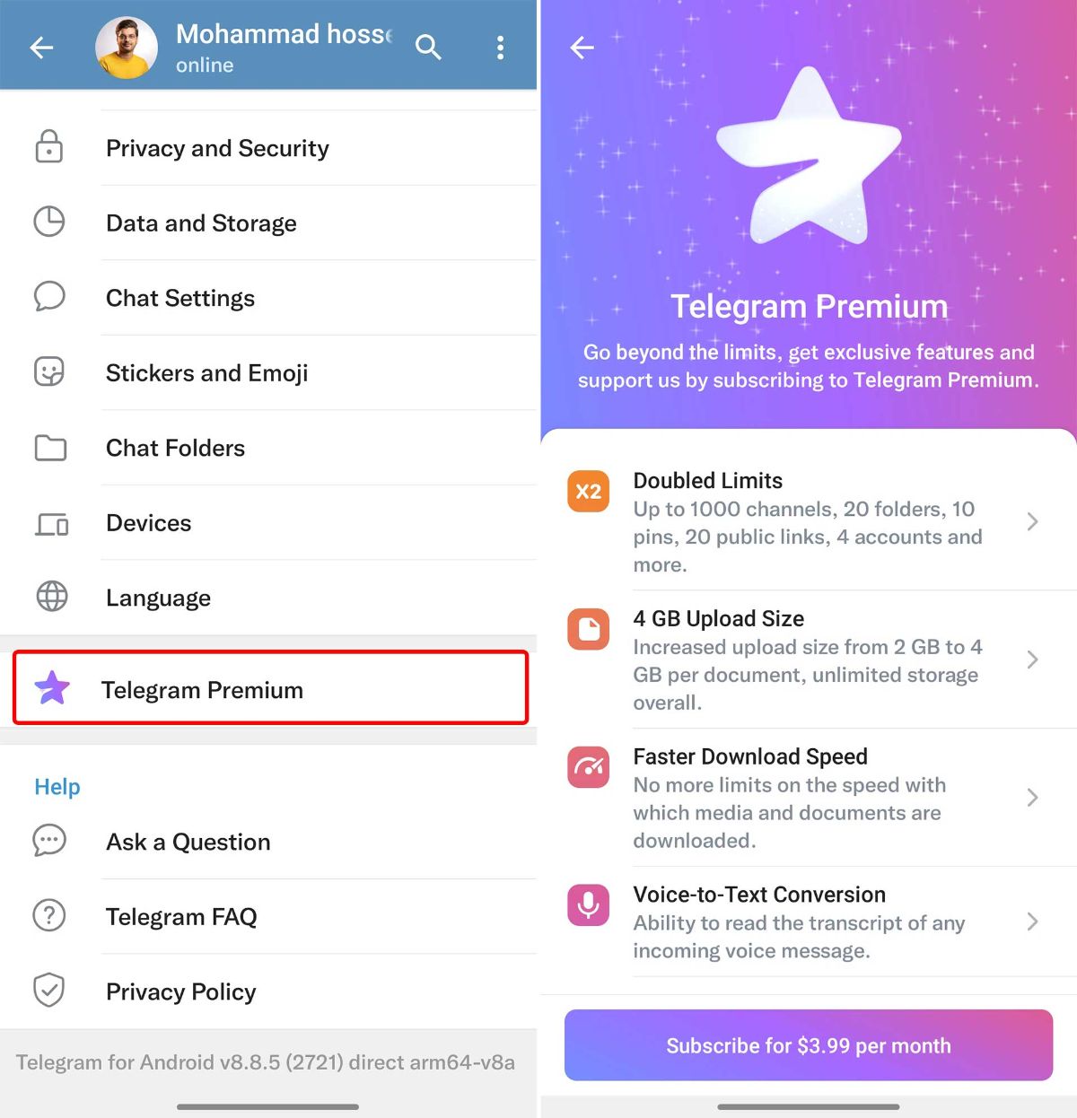 خرید اشتراک تلگرام پریمیوم