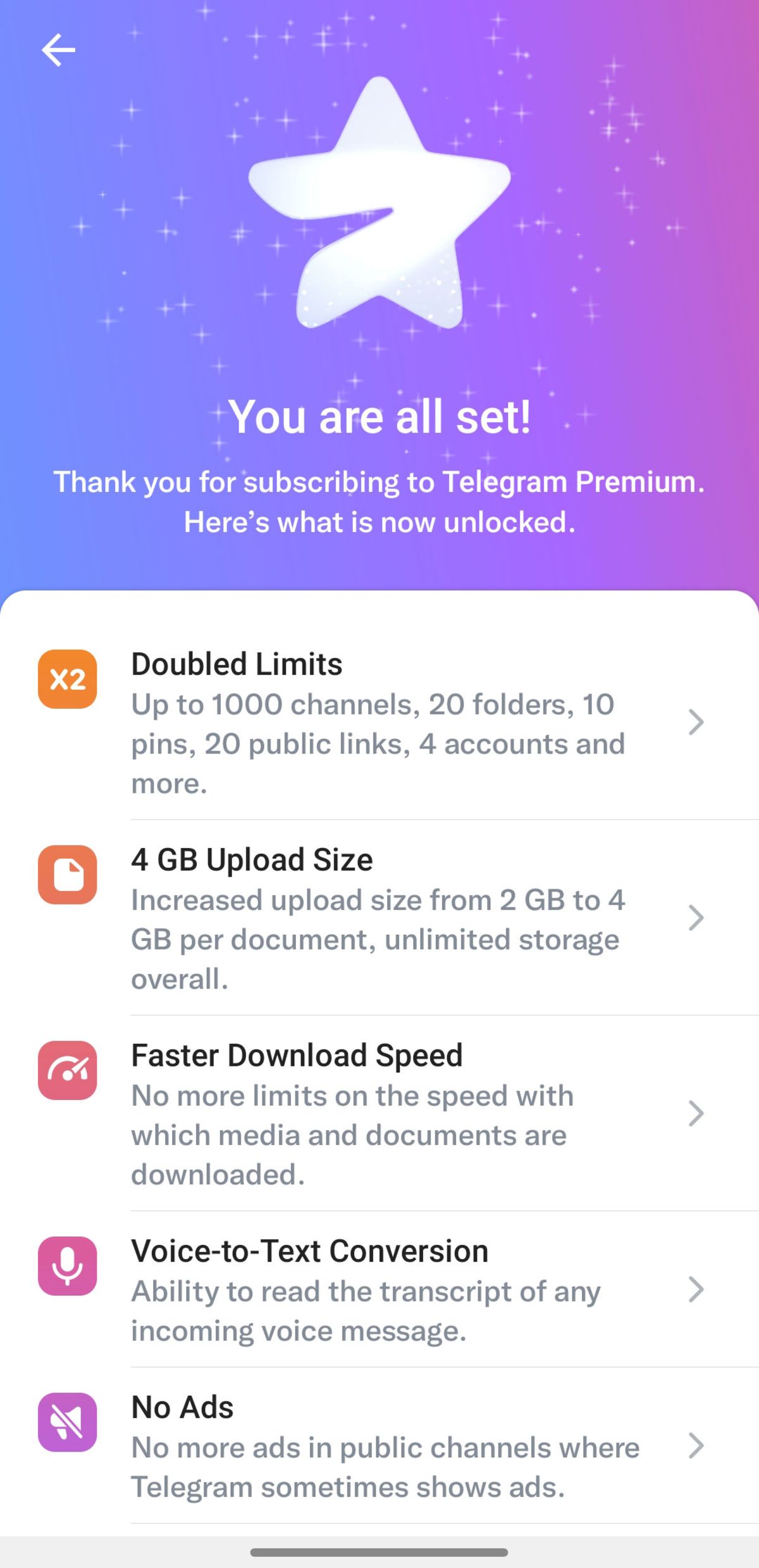 خرید موفق تلگرام پریمیوم