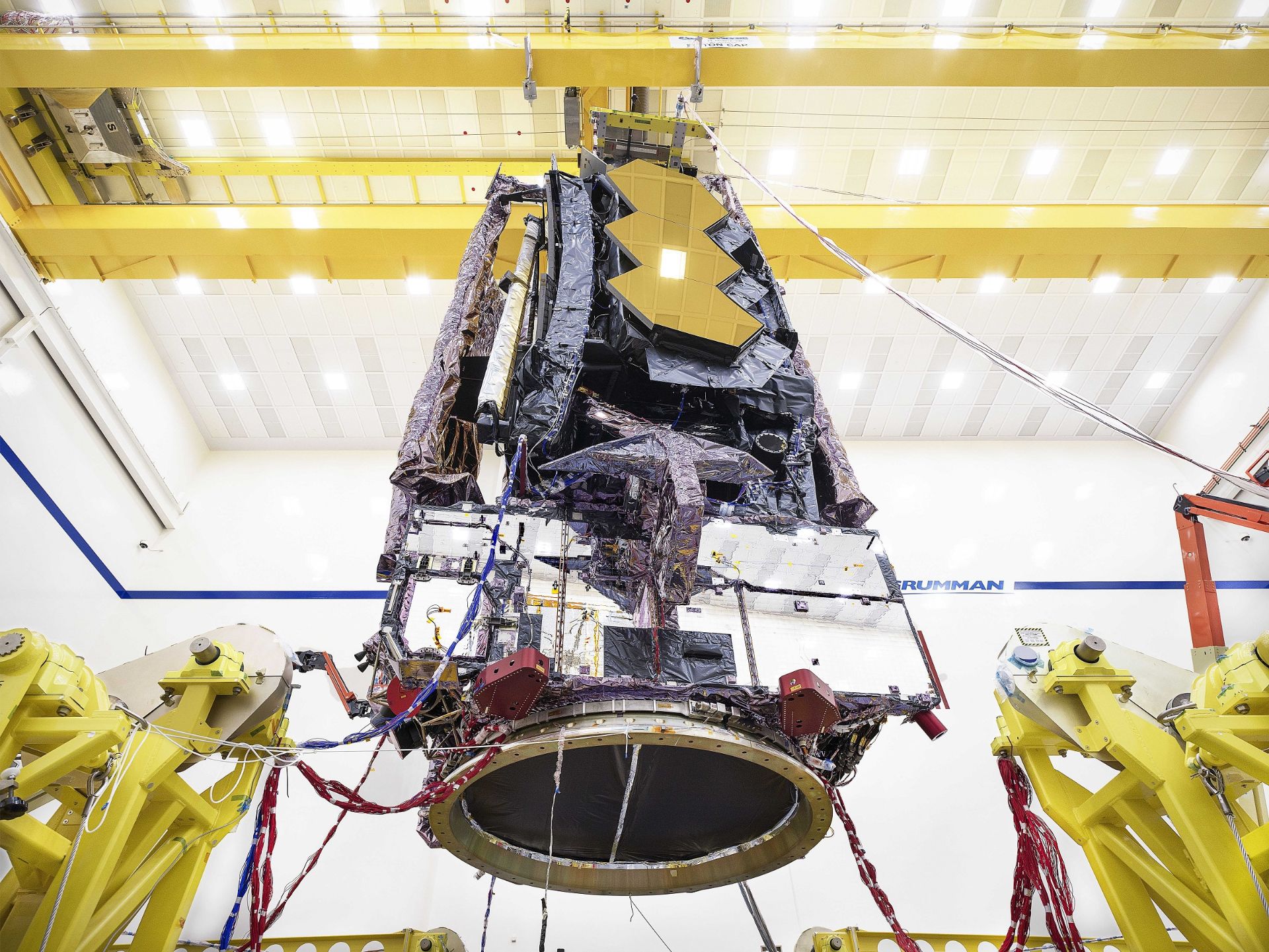 The fully assembled James Webb Space Telescope at the Northrop Grumman facility