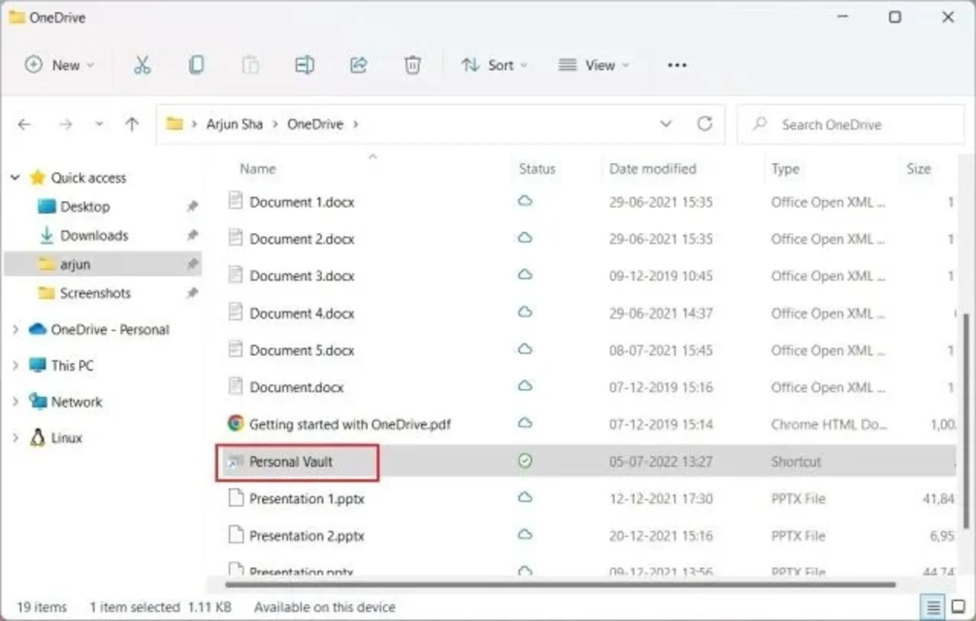 ۳-رمزگذاری فایل‌ها و پوشه‌ها ویندوز 11 با استفاده از OneDrive
