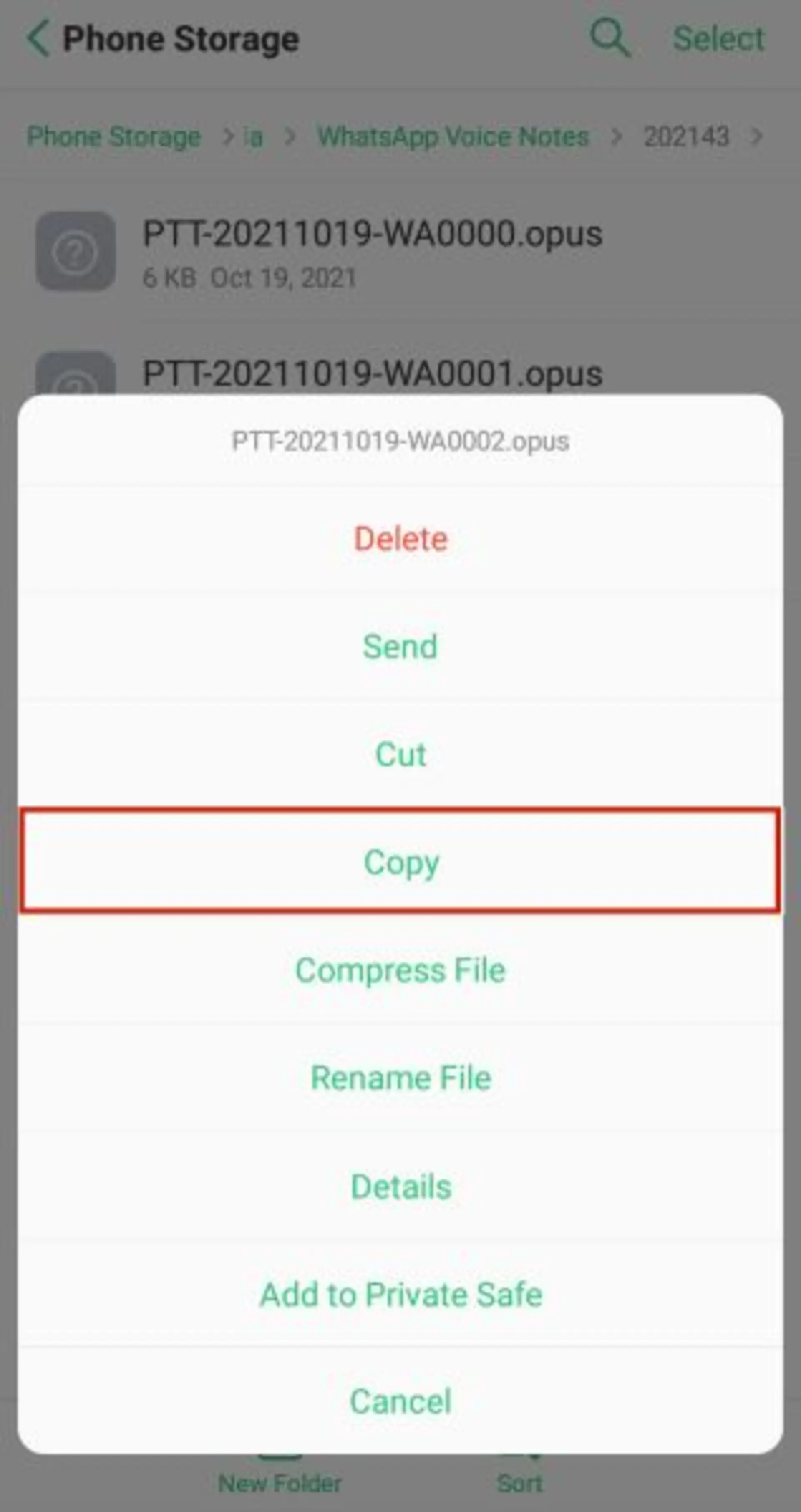 ۷-ذخیره ویس و فایل‌های صوتی واتساپ در اندروید