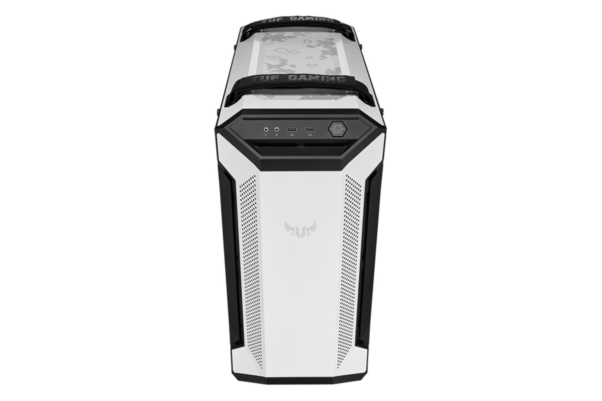 نمای بالا و جلوی کیس کامپیوتر ایسوس TUF Gaming GT501 White Edition
