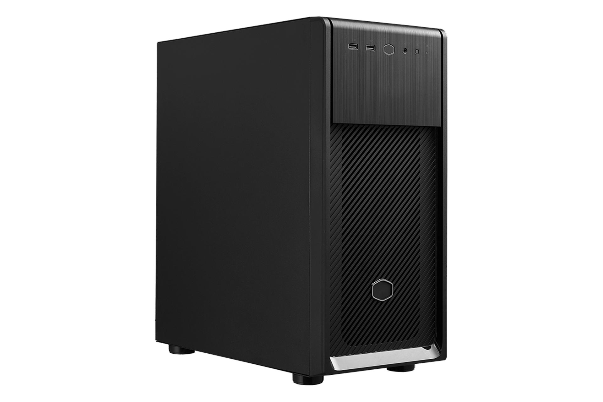 نمای نیم رخ جلو و سمت راست کیس کامپیوتر کولر مستر ELITE 500 Steel