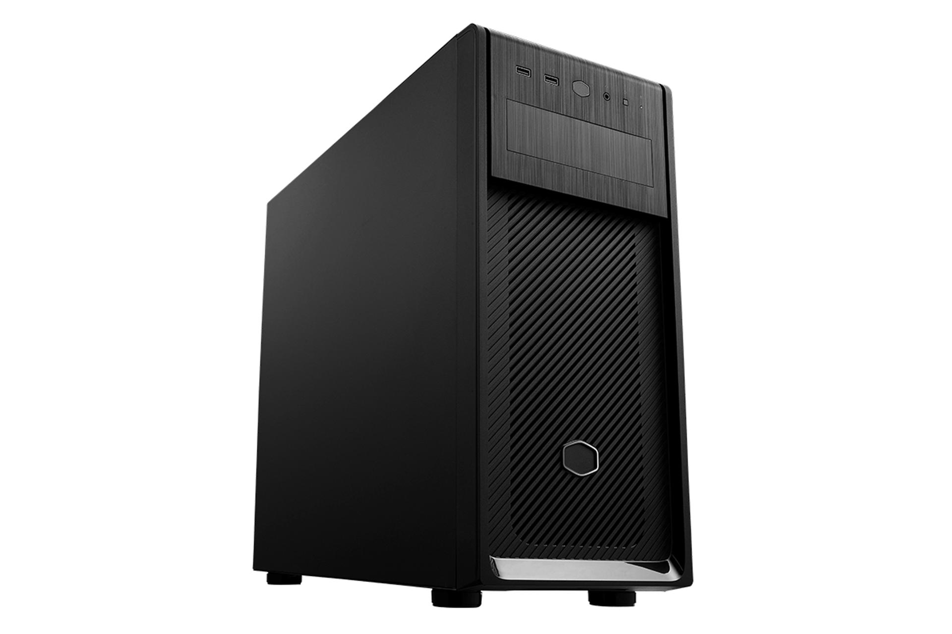 نمای نیم رخ جلو و سمت راست کیس کامپیوتر کولر مستر ELITE 500 Steel