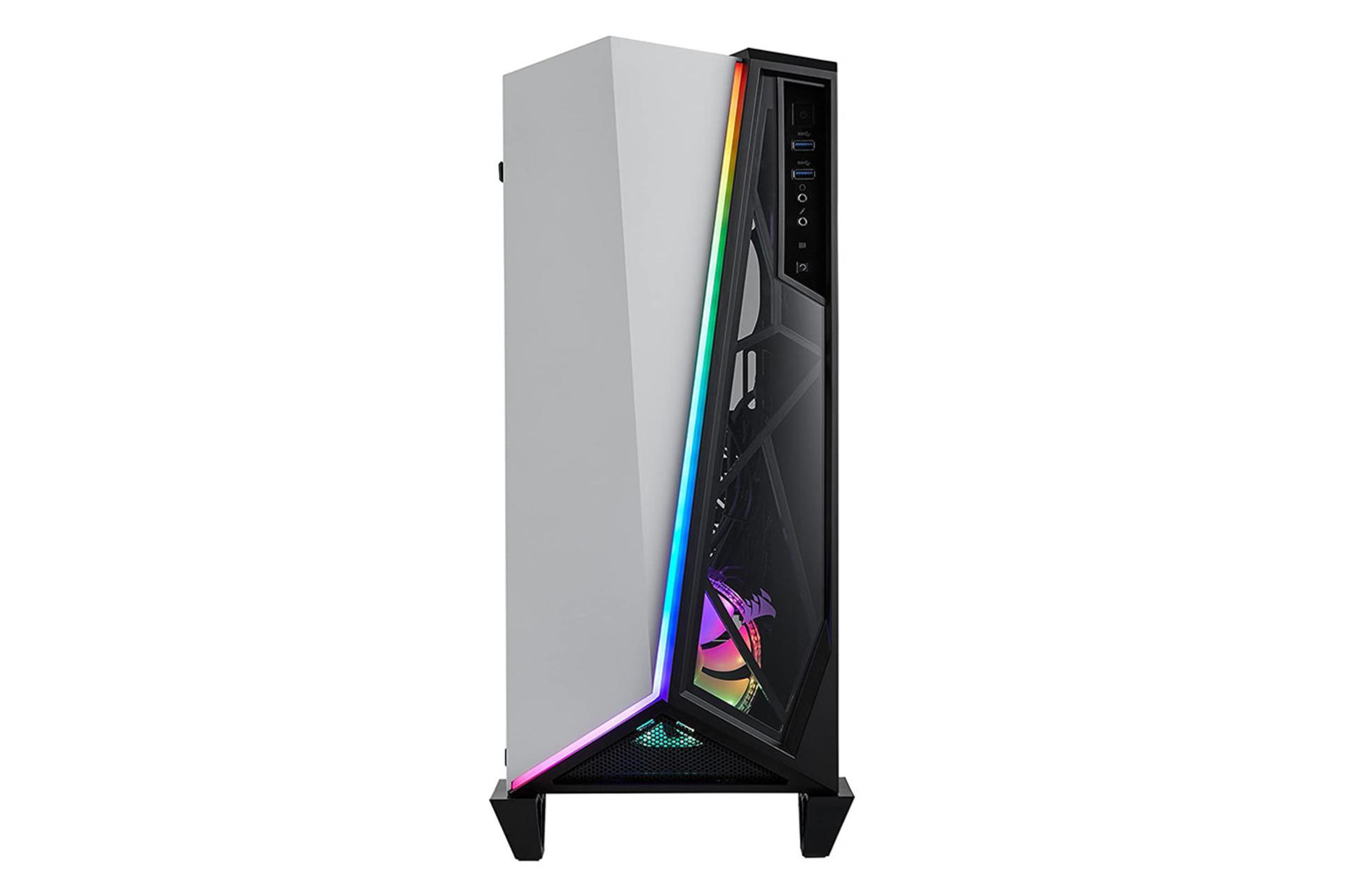 نمای روبروی کیس کامپیوتر کورسیر Carbide Series SPEC-OMEGA RGB رنگ سفید