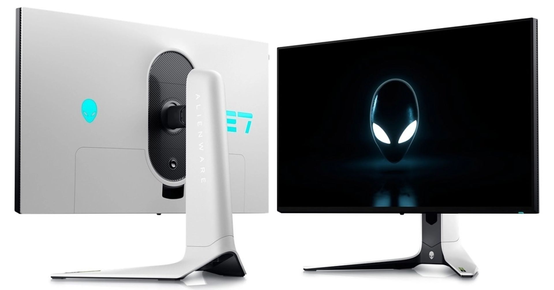 مانیتور الین ور 27 دل از نمای پشت و جلو سفید