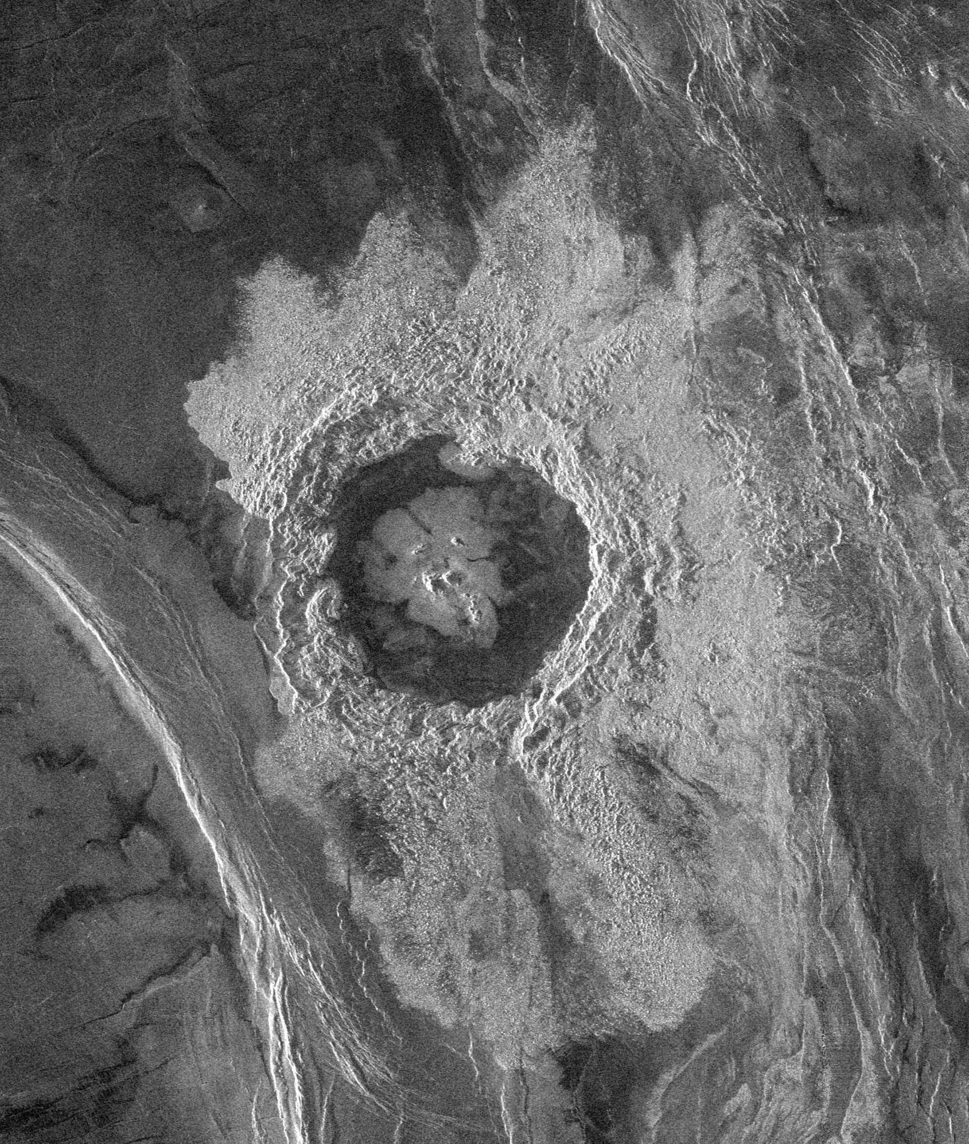دهانه برخوردی دیکینسون که توسط مدارپیمای ماژلان ثبت شد