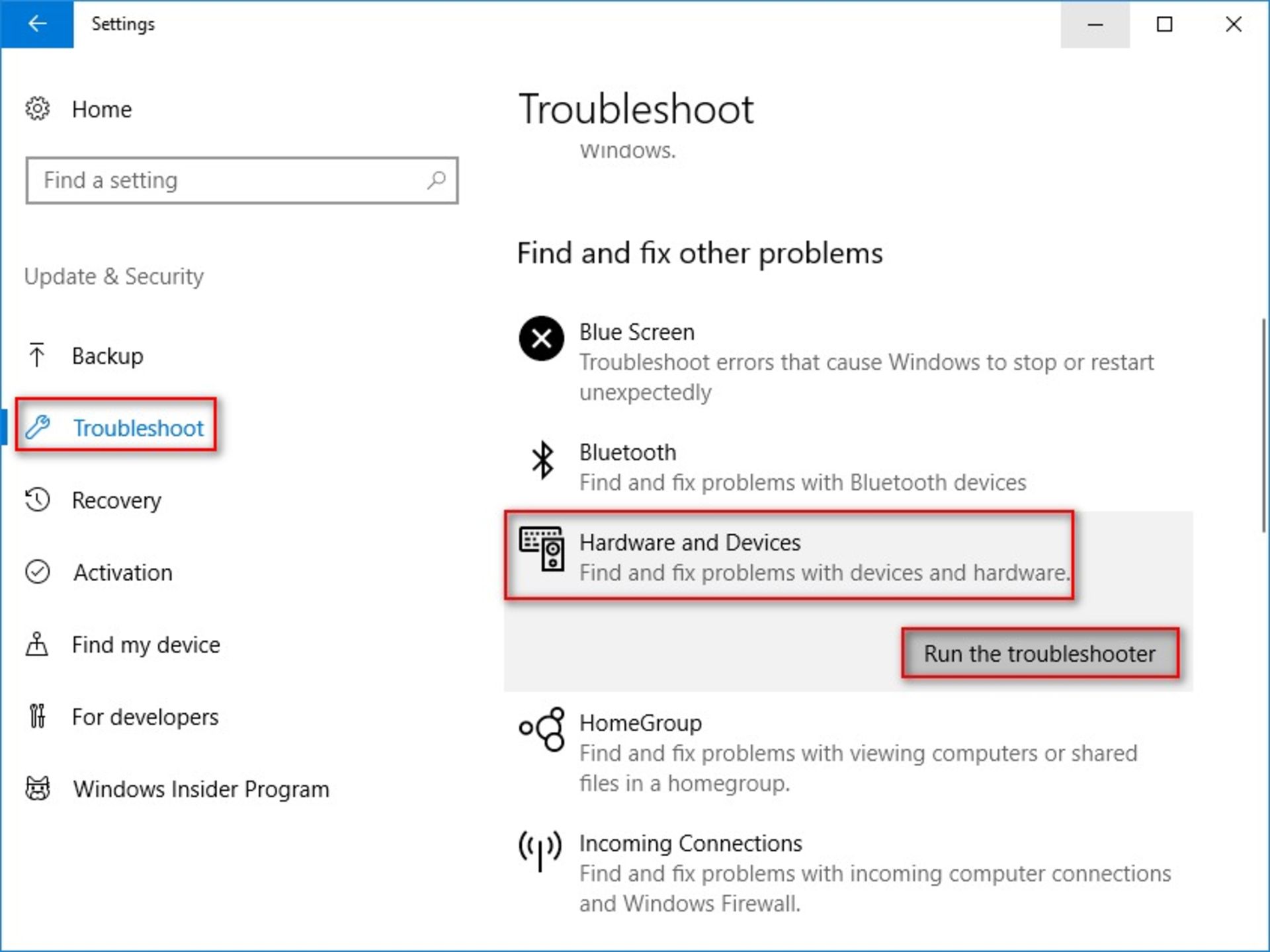 اجرای Troubleshooter برای تشخیص مشکل هارد اکسترنال