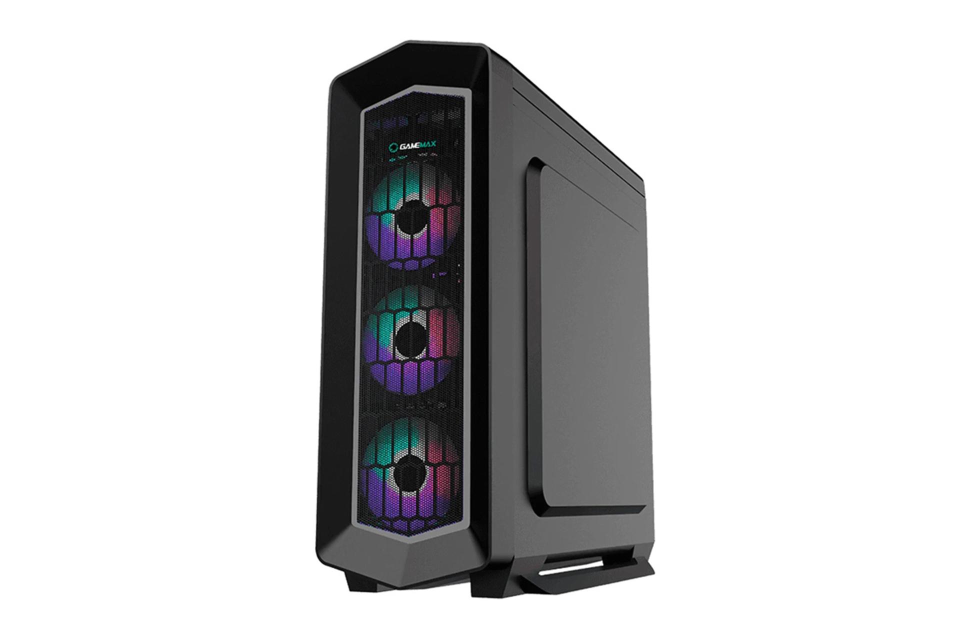 نمای نیم رخ جلو و سمت راست کیس کامپیوتر گیم مکس Asgard RGB