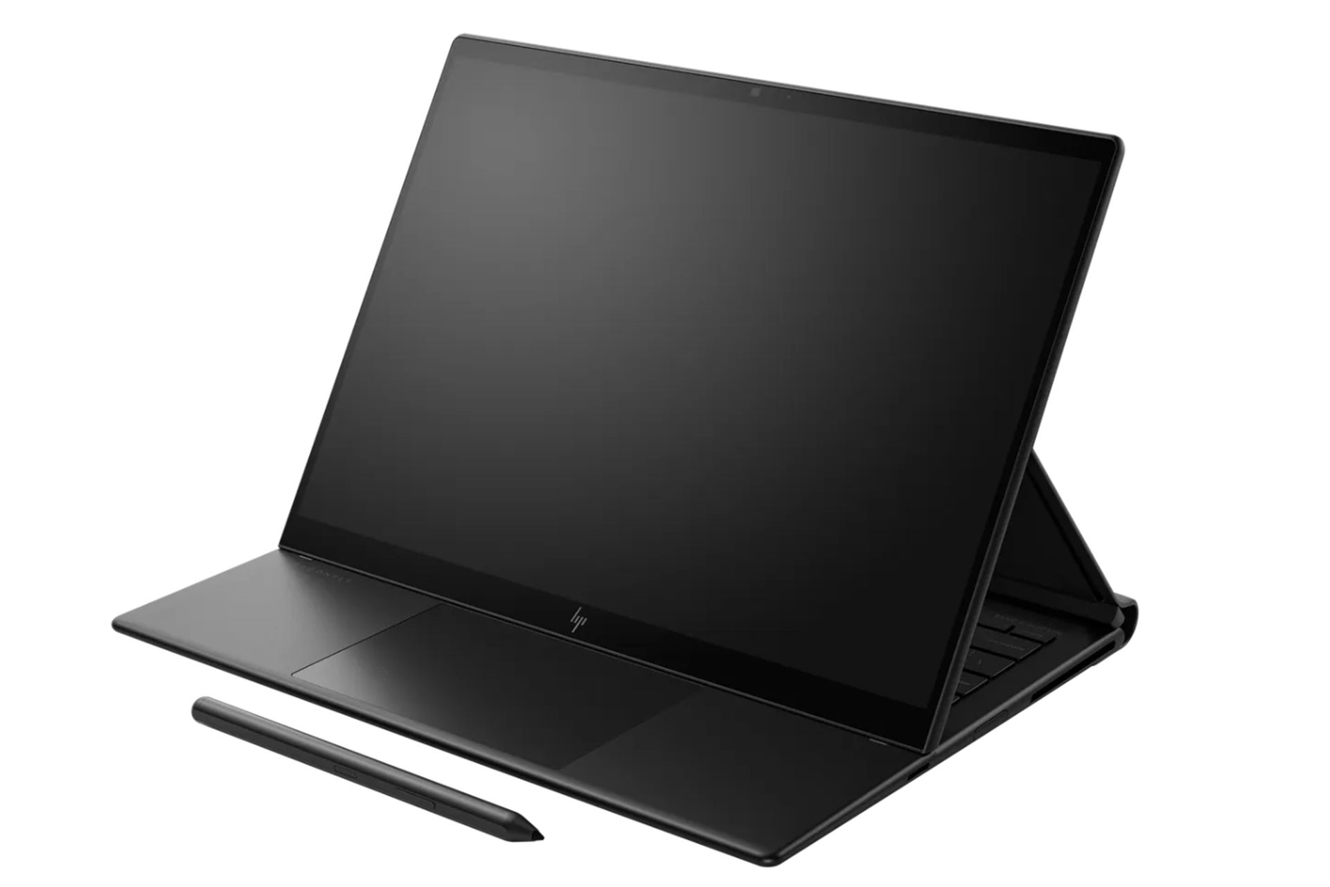 نمای کناری HP Dragonfly Folio G3 به همراه قلم هوشمند