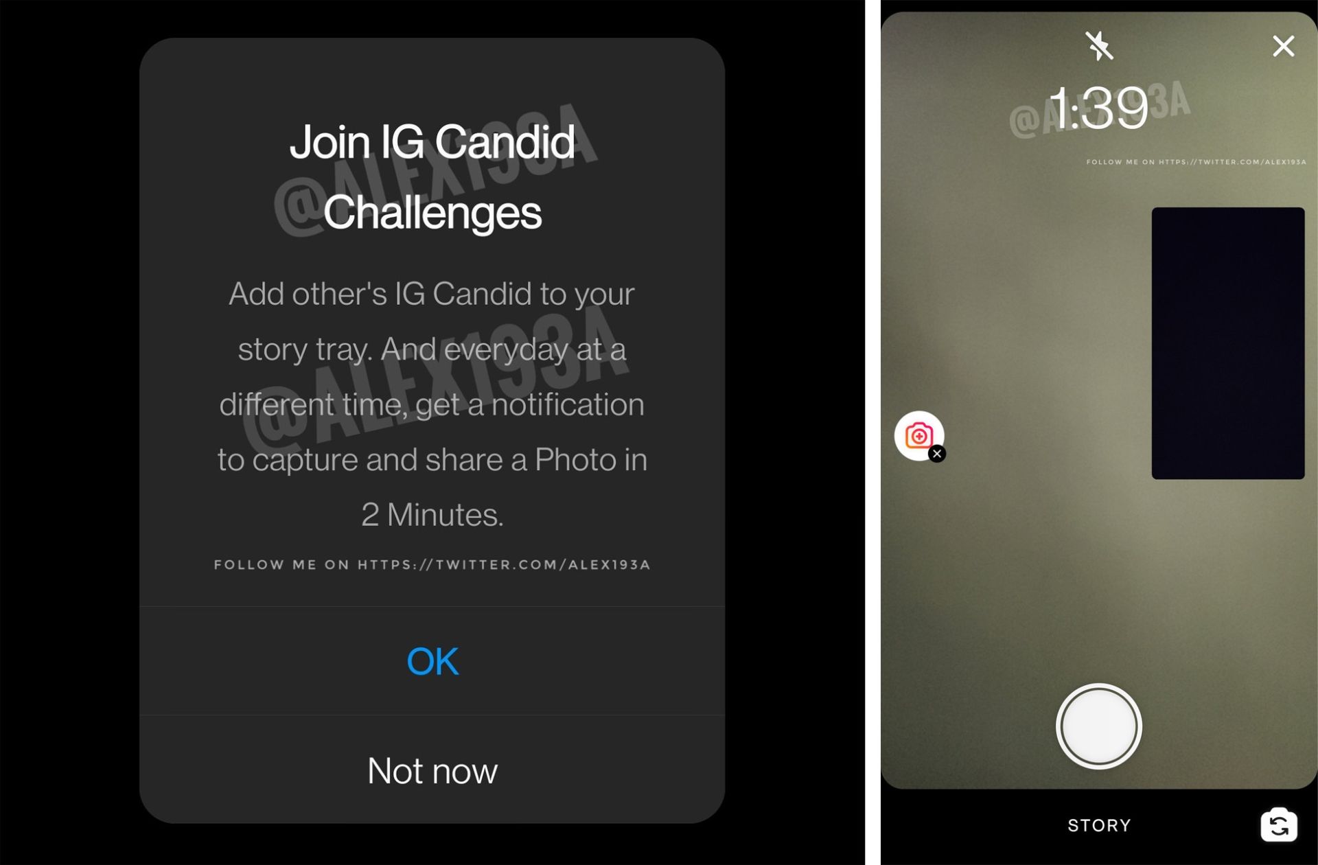 اسکرین شات قابلیت IG Candid اینستاگرام مشابه BeReal