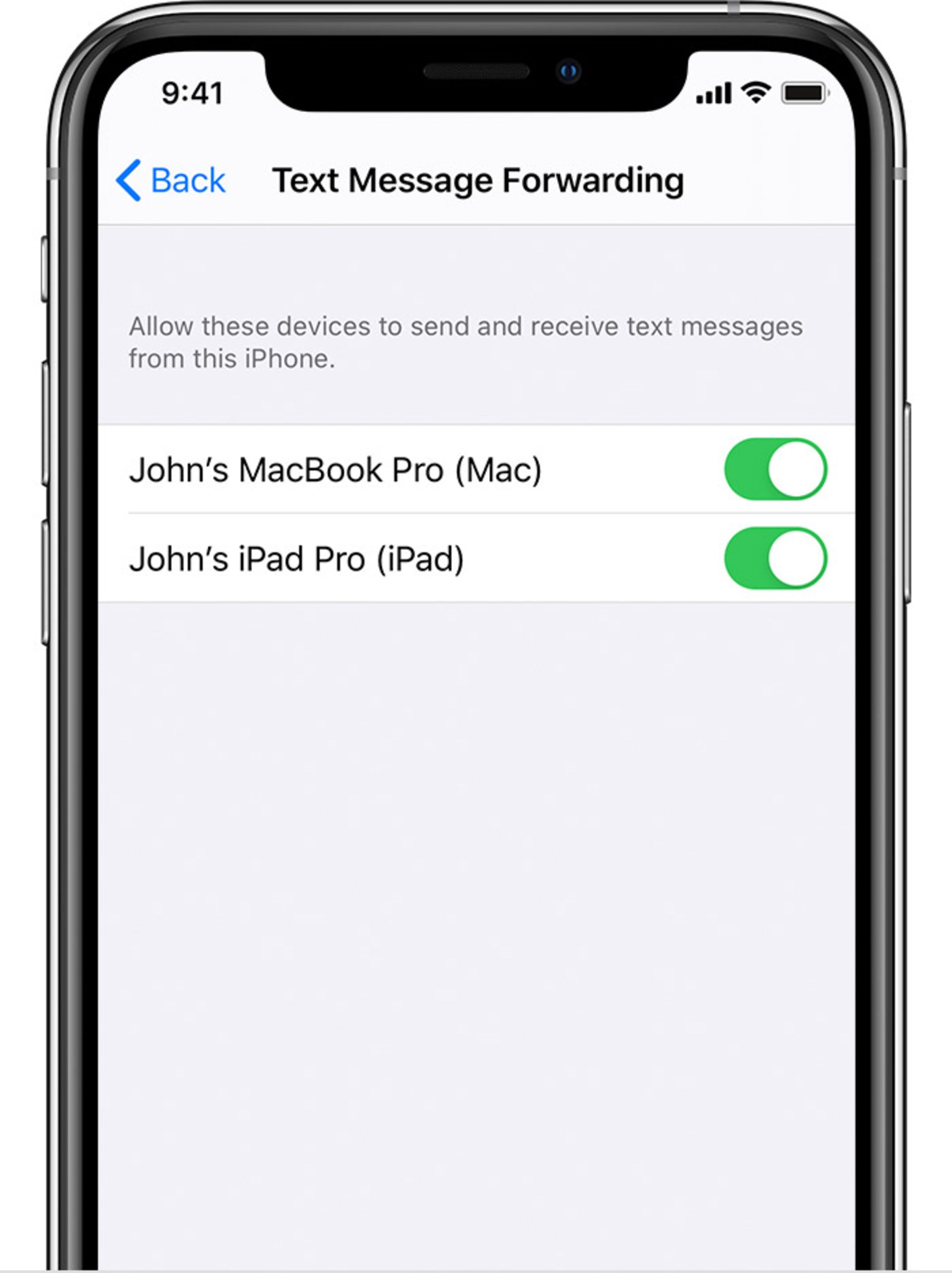 Text Message Forwarding در آیفون