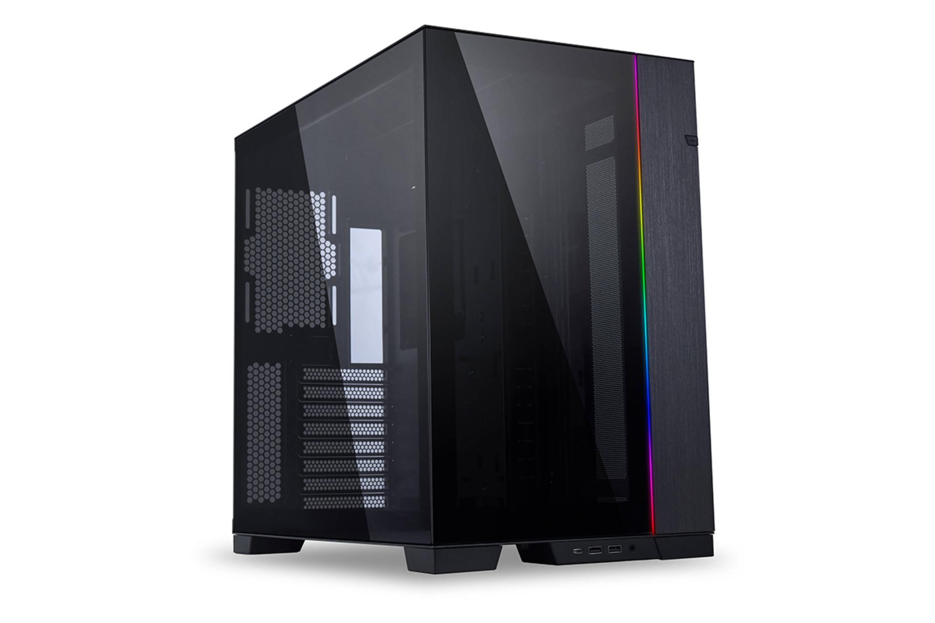 نمای نیم رخ جلو و سمت چپ کیس کامپیوتر لیان لی O11 Dynamic EVO