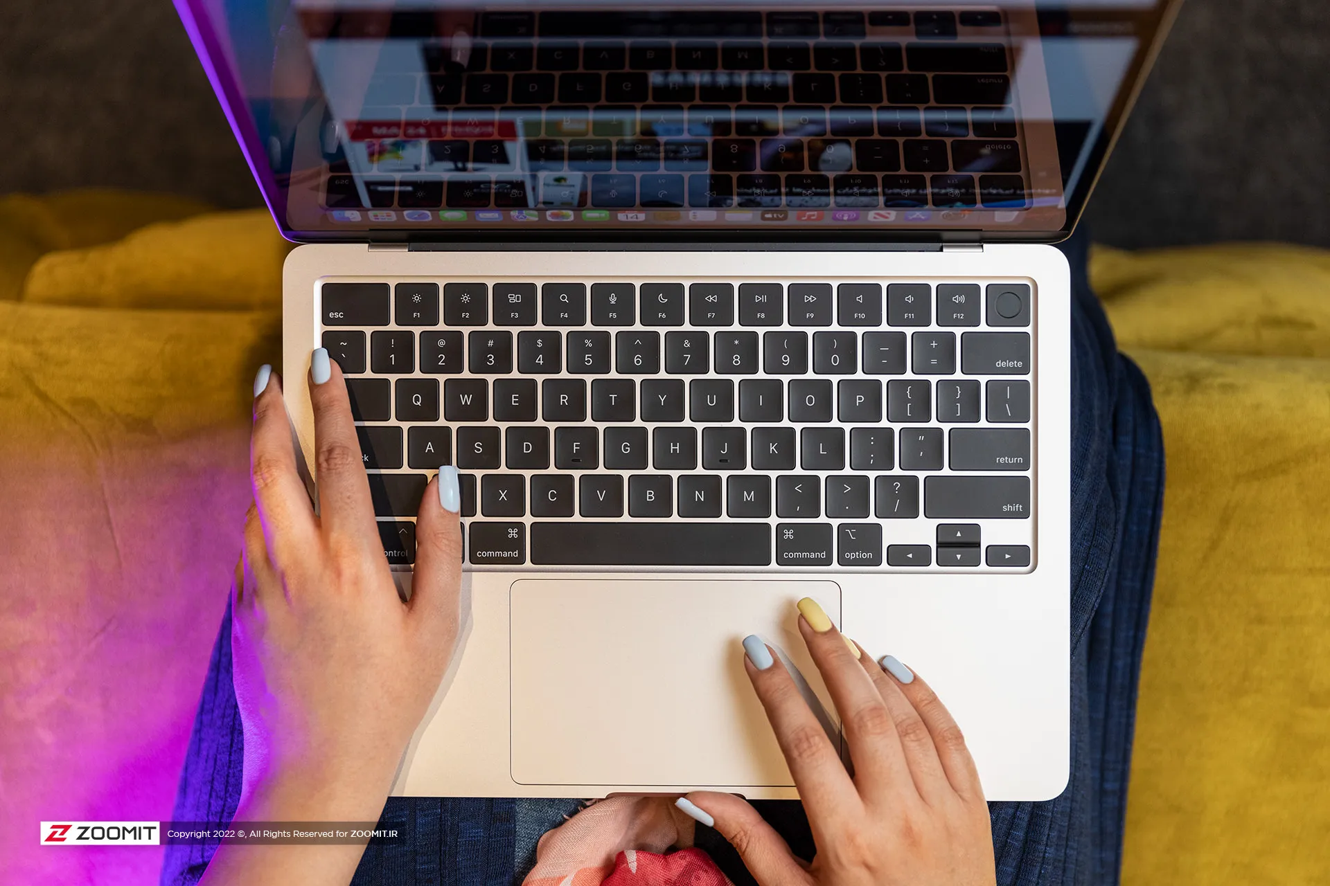 MacBook Air M2 keyboard and trackpad