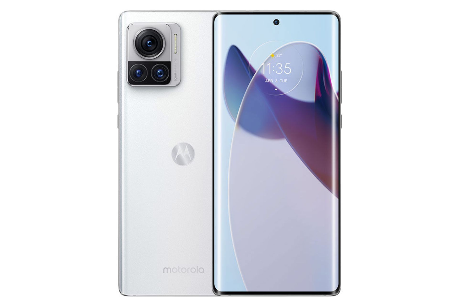 مدل سفید موتورولا ایکس 30 پرو X30 Pro از نمای پشت و جلو