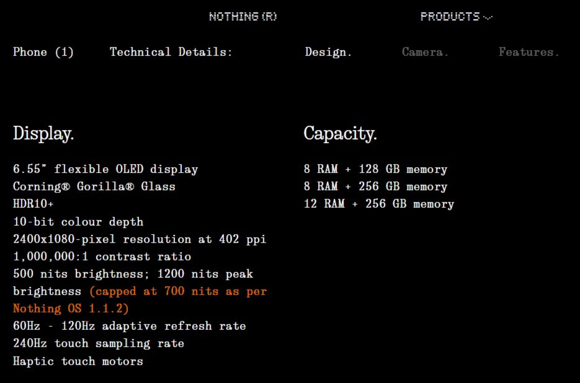 سطح روشنایی Nothing Phone 1