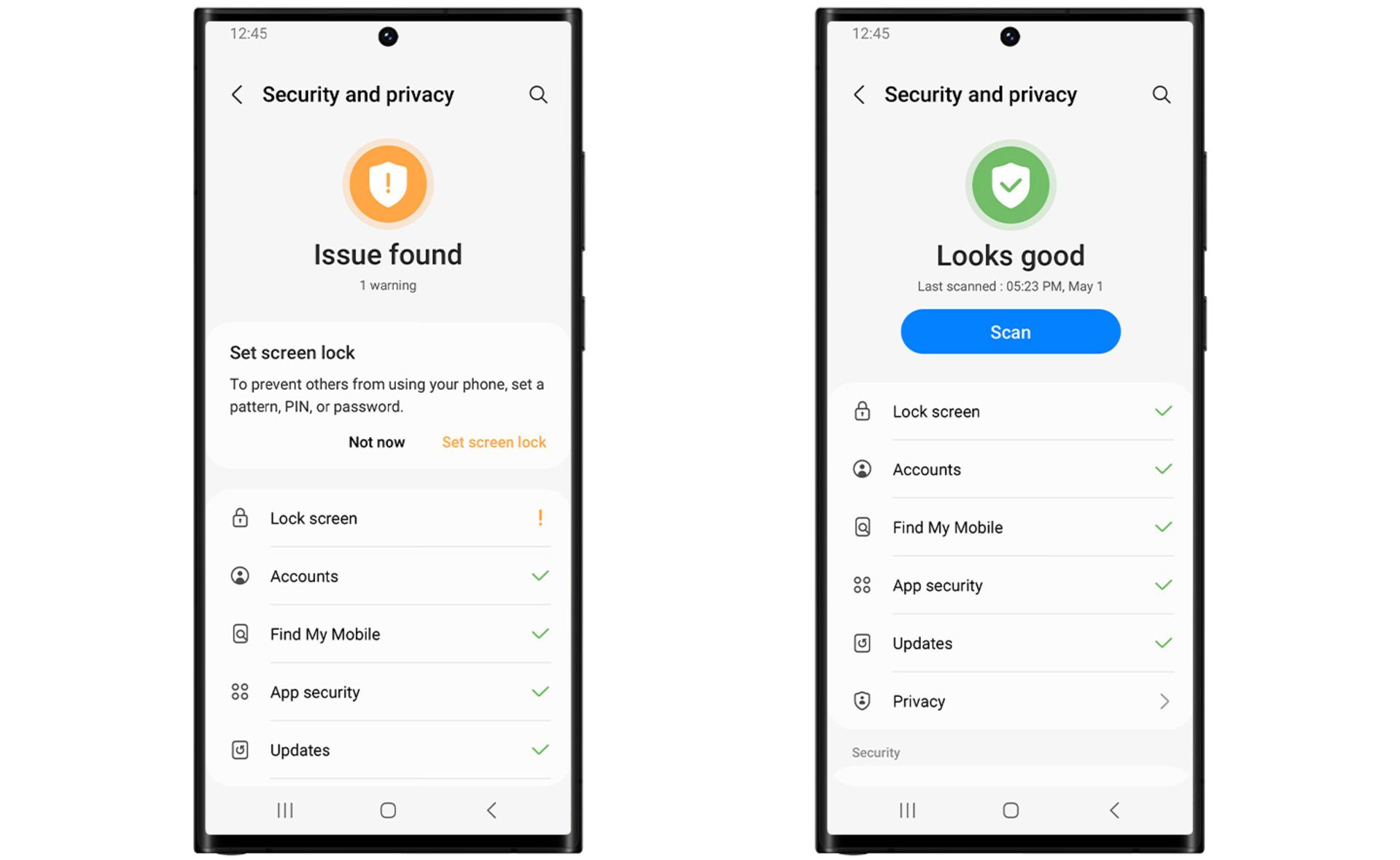 داشبورد امنیتی بتای One UI 5 سامسونگ