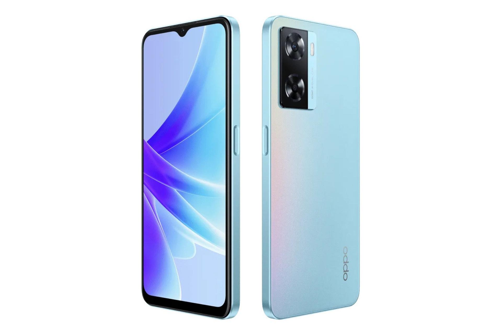 نمای کناری گوشی موبایل اوپو Oppo A77 4G آبی آسمانی
