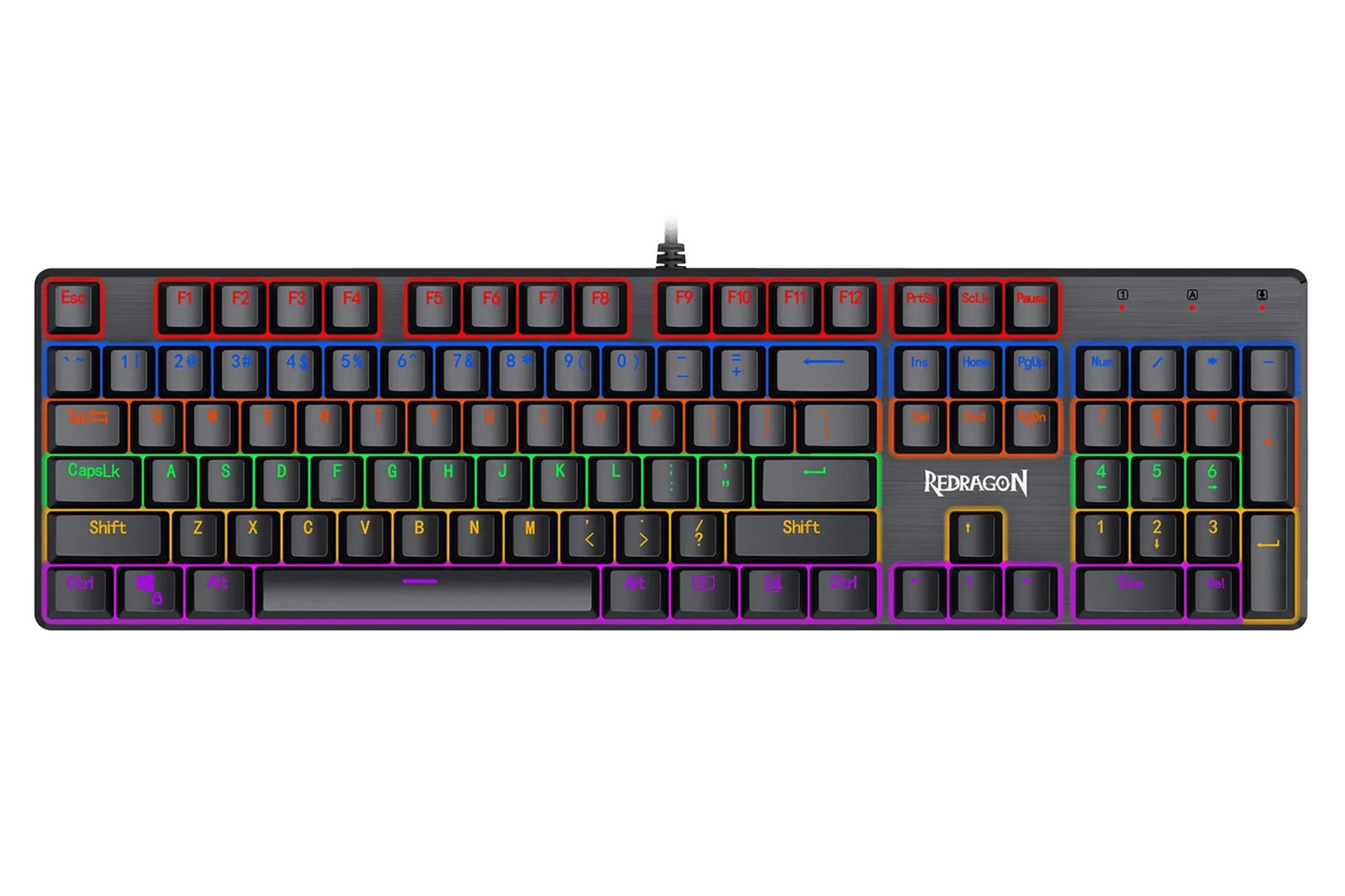 نمای روبرو کیبورد ردراگون K608 Valheim Rainbow