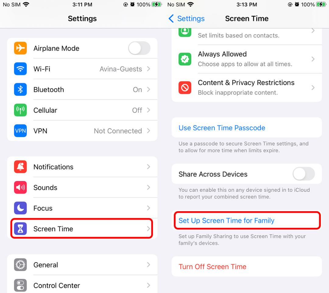 راه اندازی Screen Time برای کودکان در آیفون