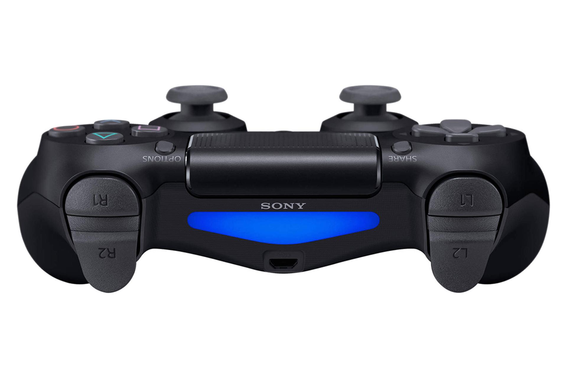 نمایش نور آبی و بخش بالایی دسته بازی سونی DUALSHOCK 4