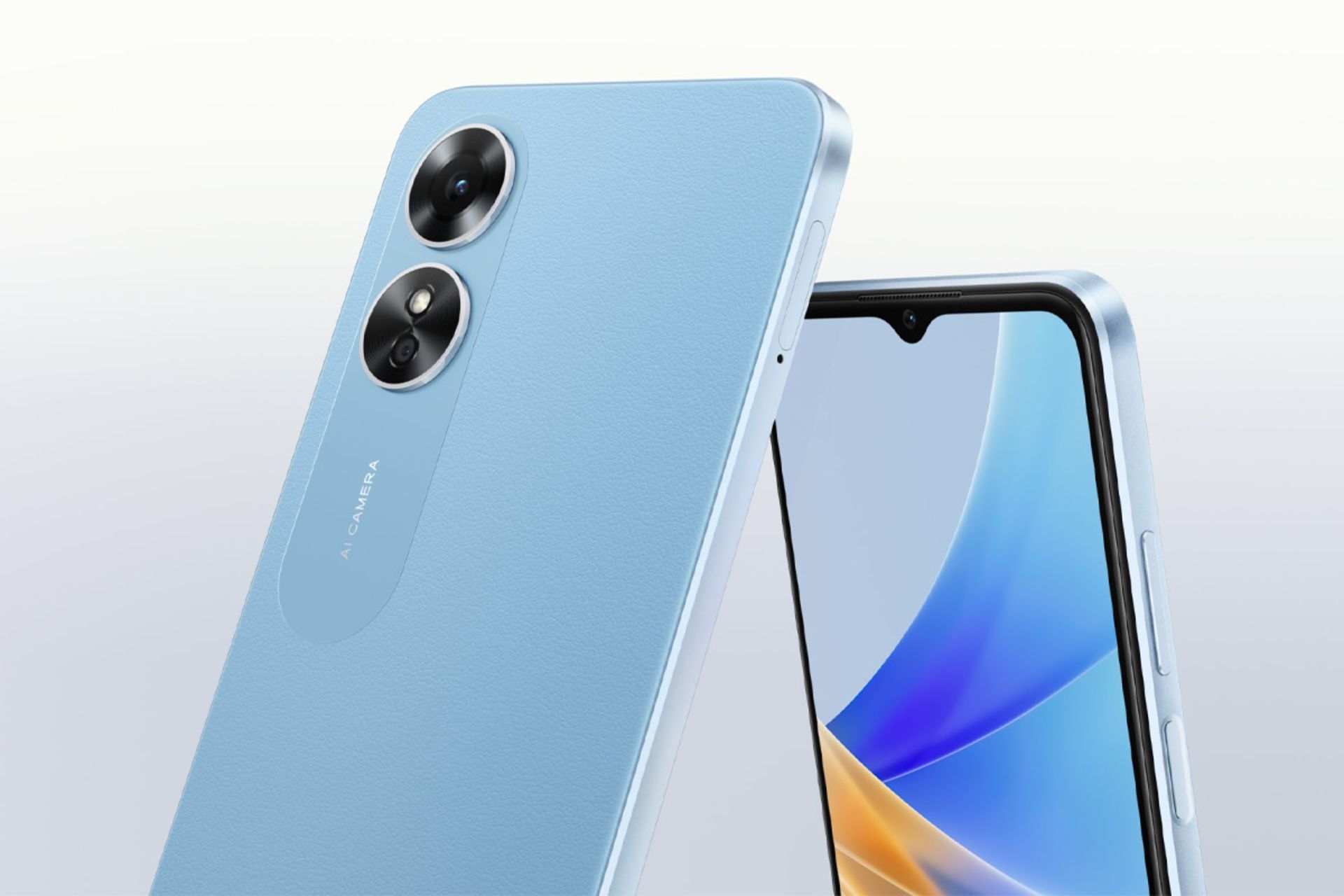 رندر فاش شده گوشی اوپو Oppo A17 مدل آبی پشت و نمایشگر
