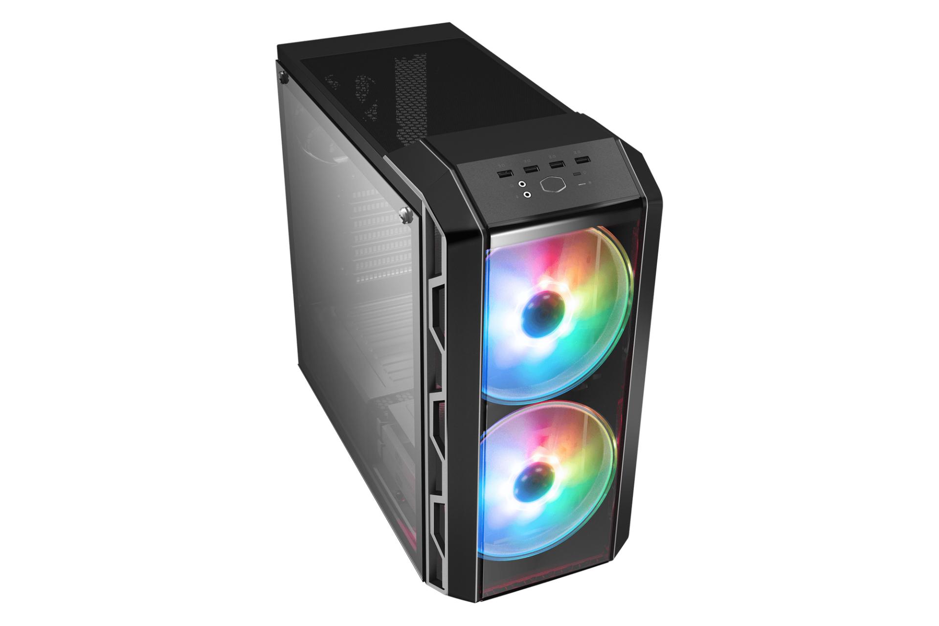 نمای بالا و نیم رخ جلوی کیس کامپیوتر کولر مستر MASTERCASE H500 ARGB