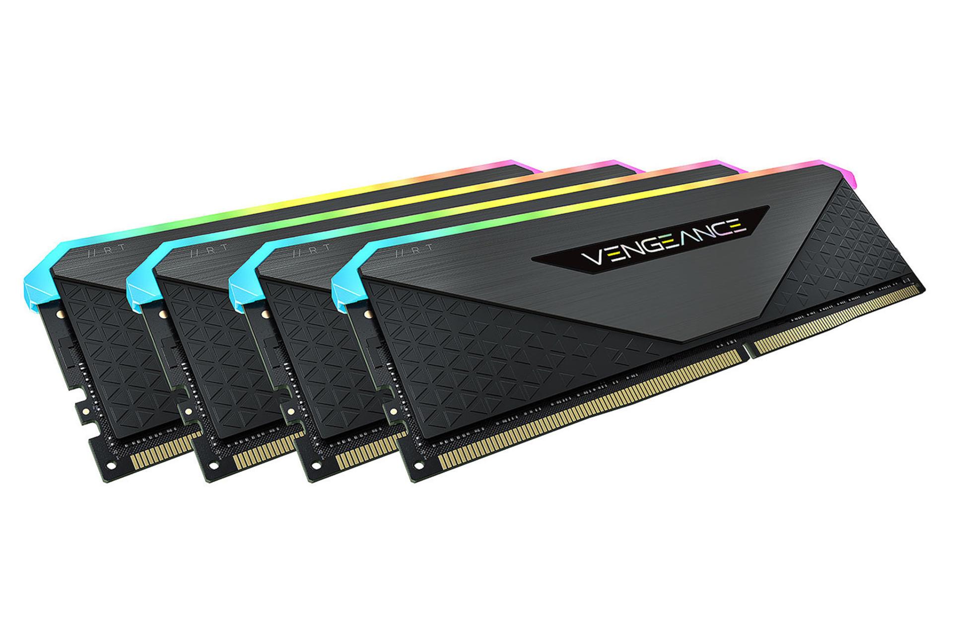 نمای جلوی رم کورسیر VENGEANCE RGB RT ظرفیت 64 گیگابایت (2x32) از نوع DDR4-3600