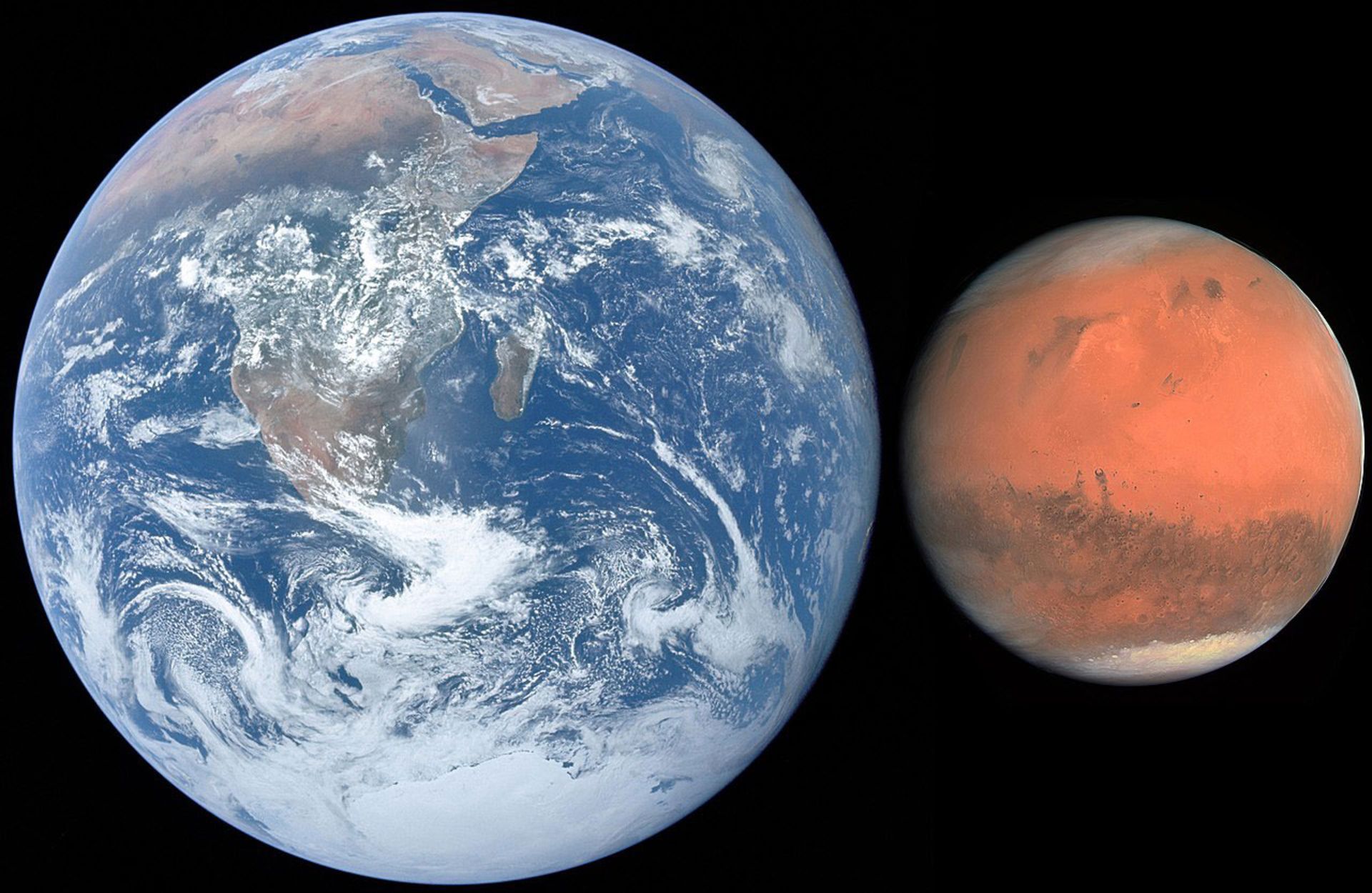 مقایسه‌ زمین و مریخ
