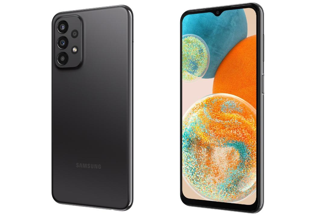مدل مشکی گوشی گلکسی Galaxy A23 5G سامسونگ از نمای پشت و جلو