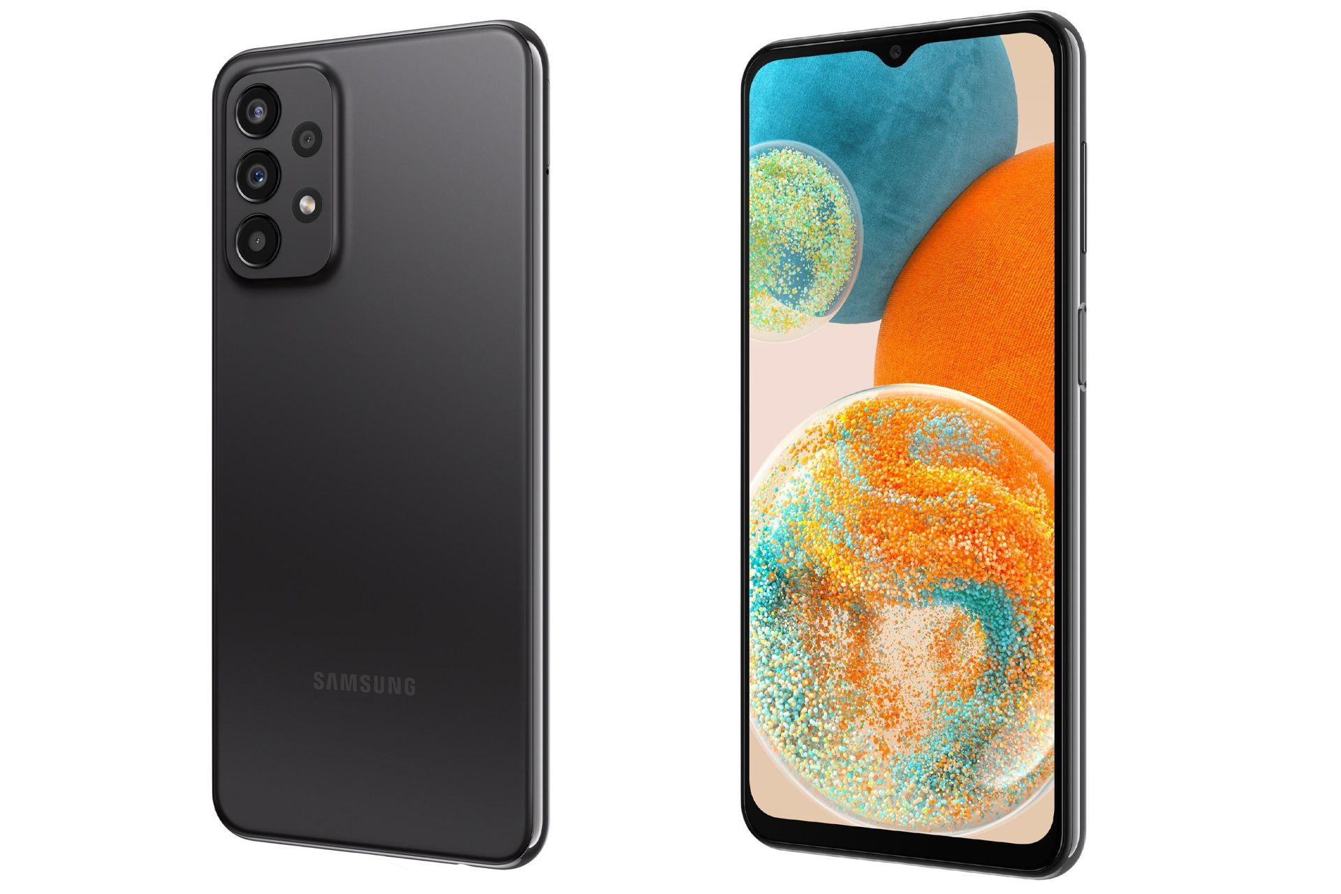 مدل مشکی گوشی گلکسی Galaxy A23 5G سامسونگ از نمای پشت و جلو