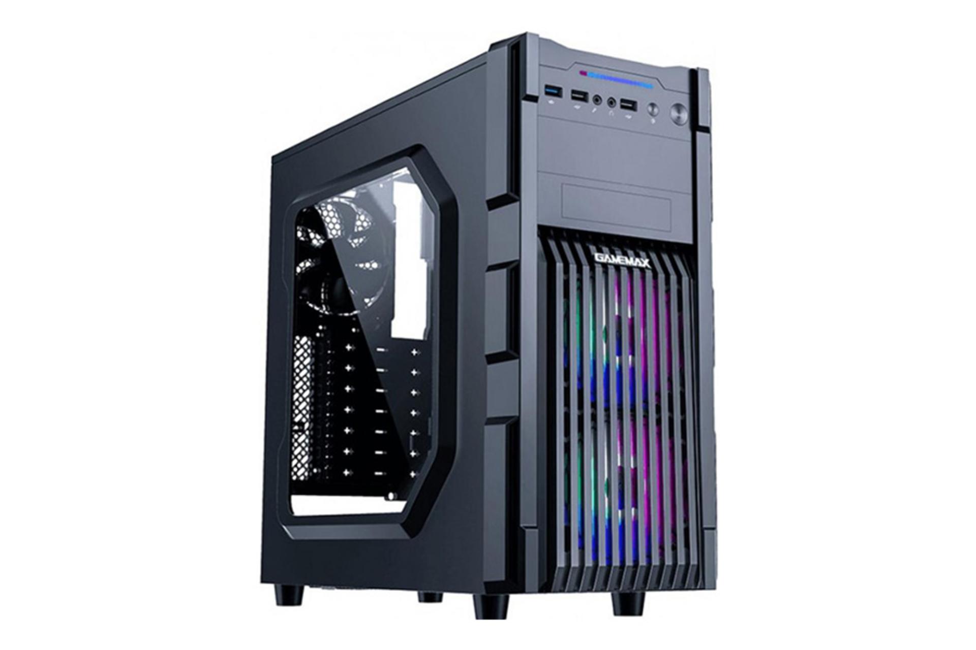 نمای نیم رخ جلو و سمت چپ کیس کامپیوتر گیم مکس GM-ONE FRGB