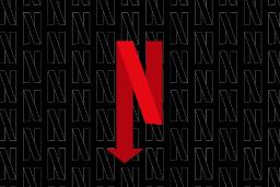 لوگو نتفلیکس Netflix نت فلیکس طرح قرمز و مشکی فلش رو به پایین