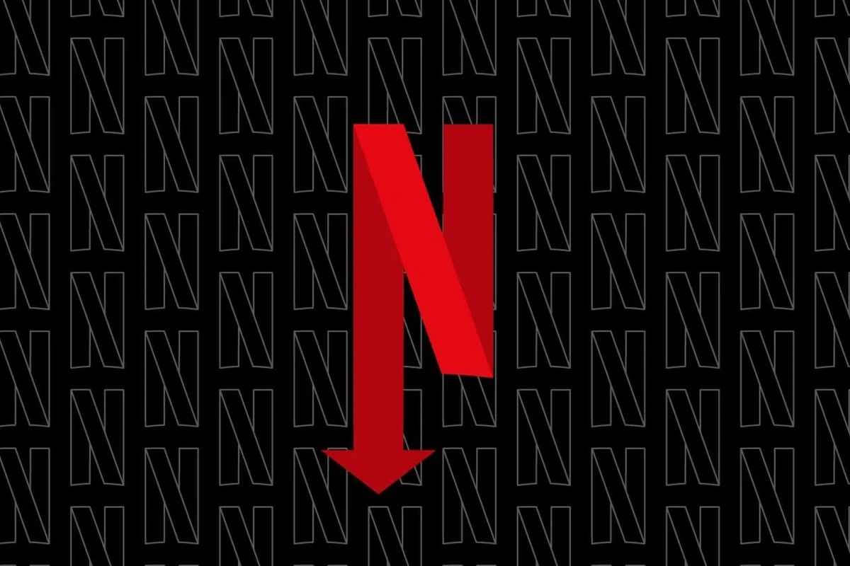 لوگو نتفلیکس Netflix نت فلیکس طرح قرمز و مشکی فلش رو به پایین