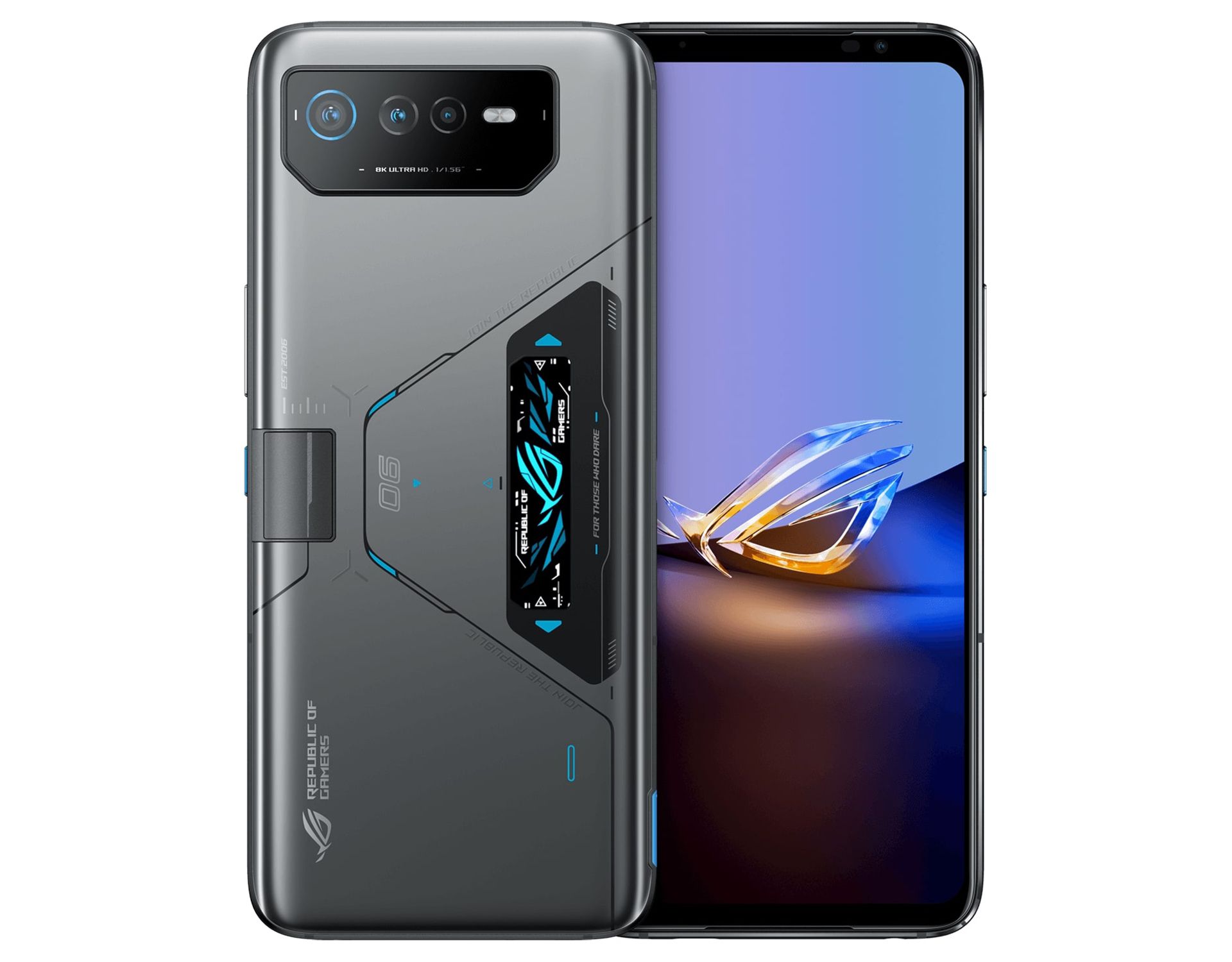 پنل پشتی و نمایشگر ROG PHONE 6D ULTIMATE با پس زمینه بنفش