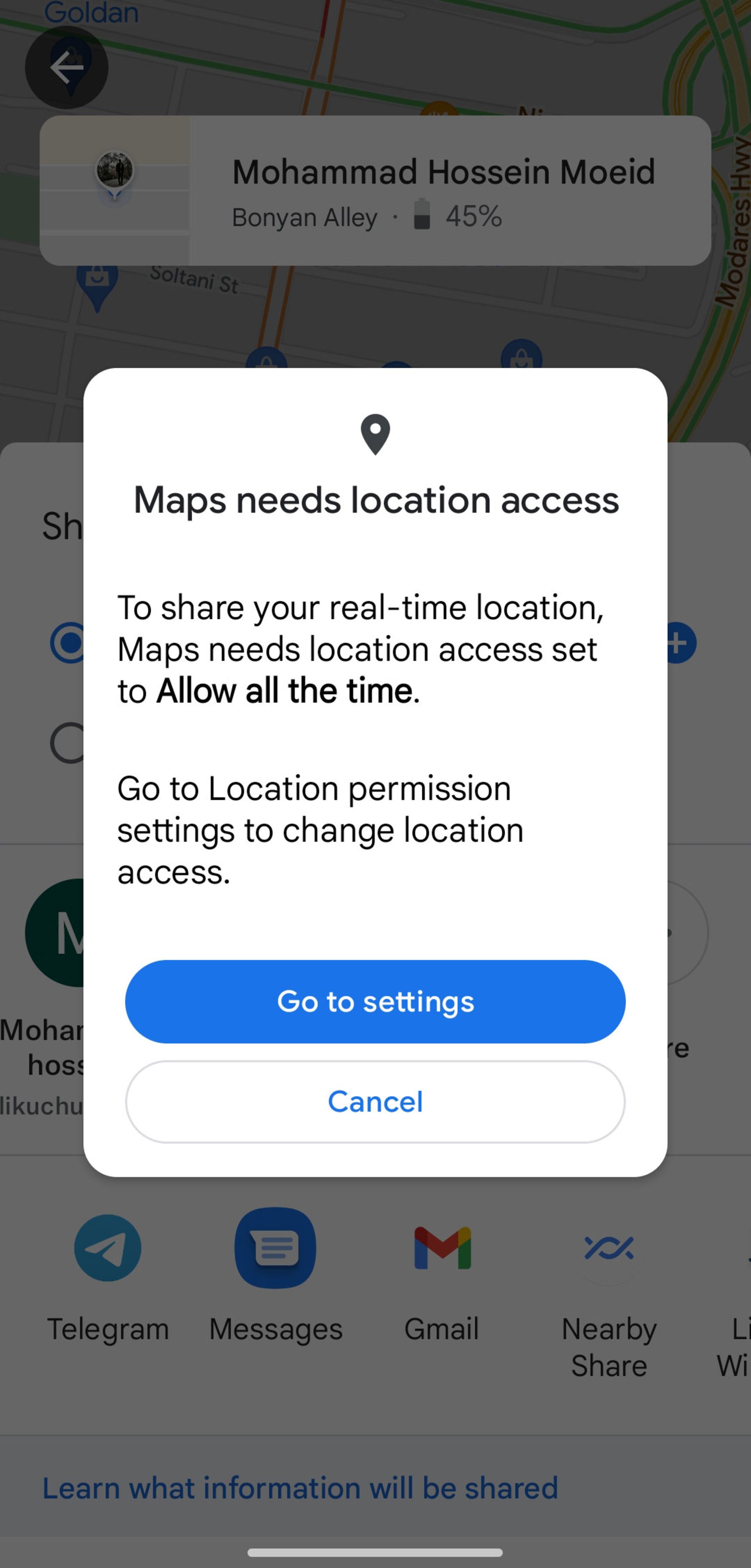 لایو لوکیشن گوگل مپس