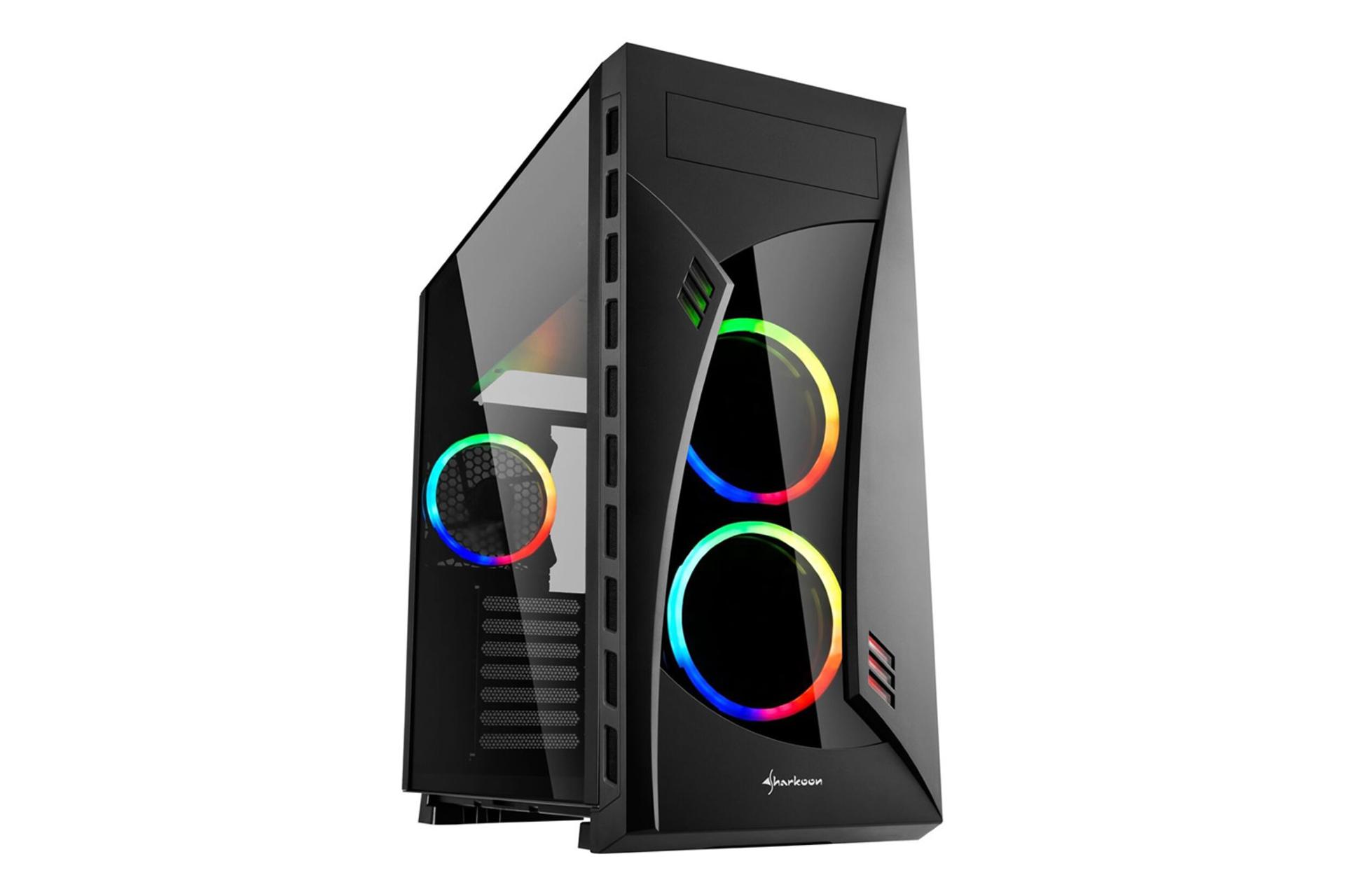 نمای نیم رخ جلو و سمت چپ کیس کامپیوتر شارکن Night Shark RGB