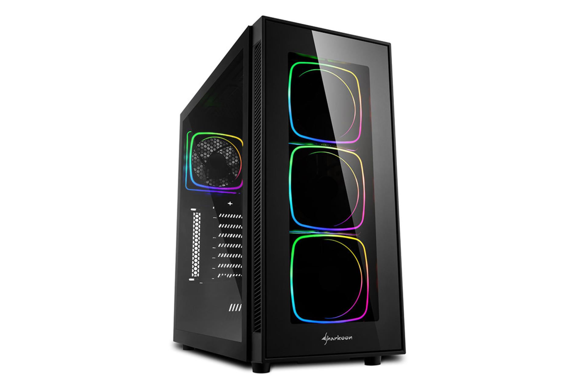 نمای نیم رخ جلو و سمت چپ کیس کامپیوتر شارکن TG6 RGB