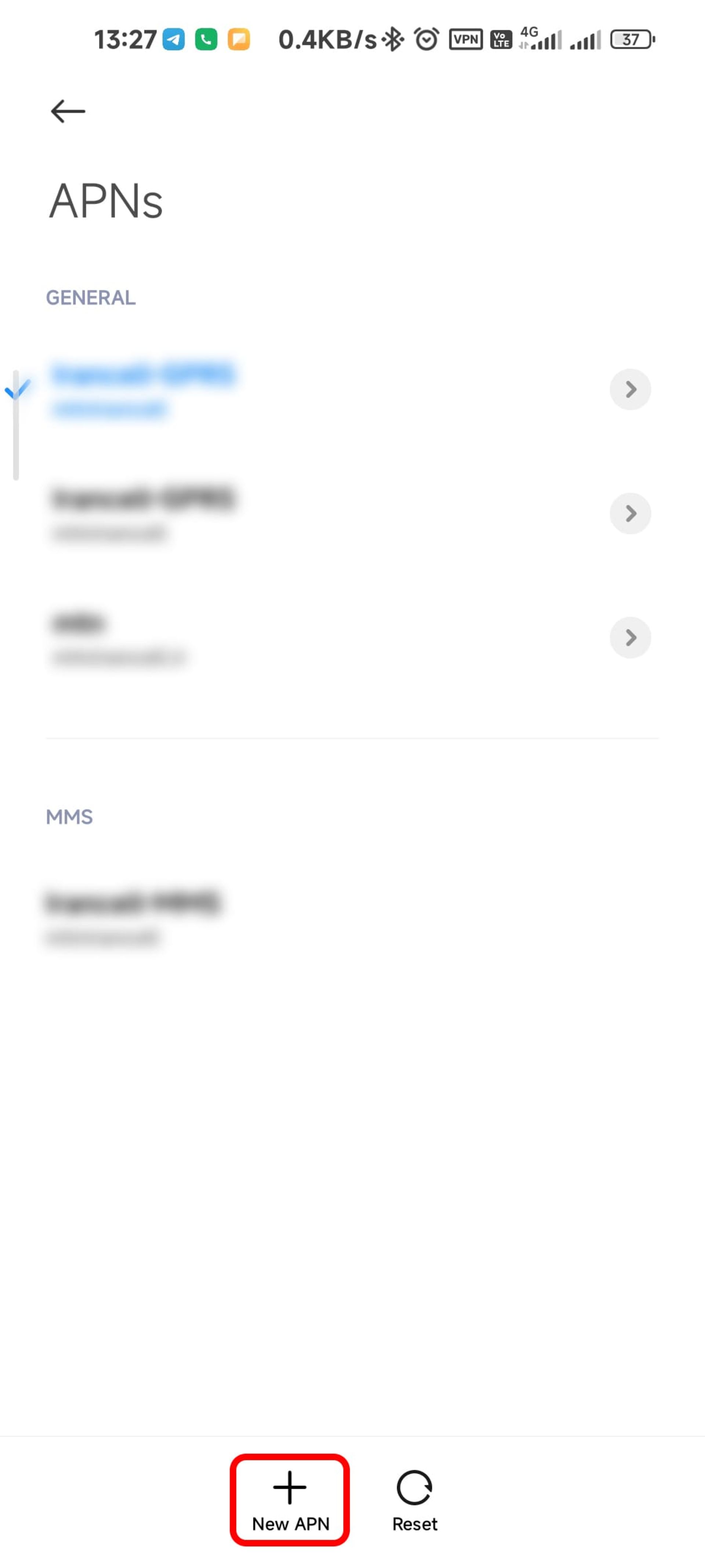 انتخاب New APN