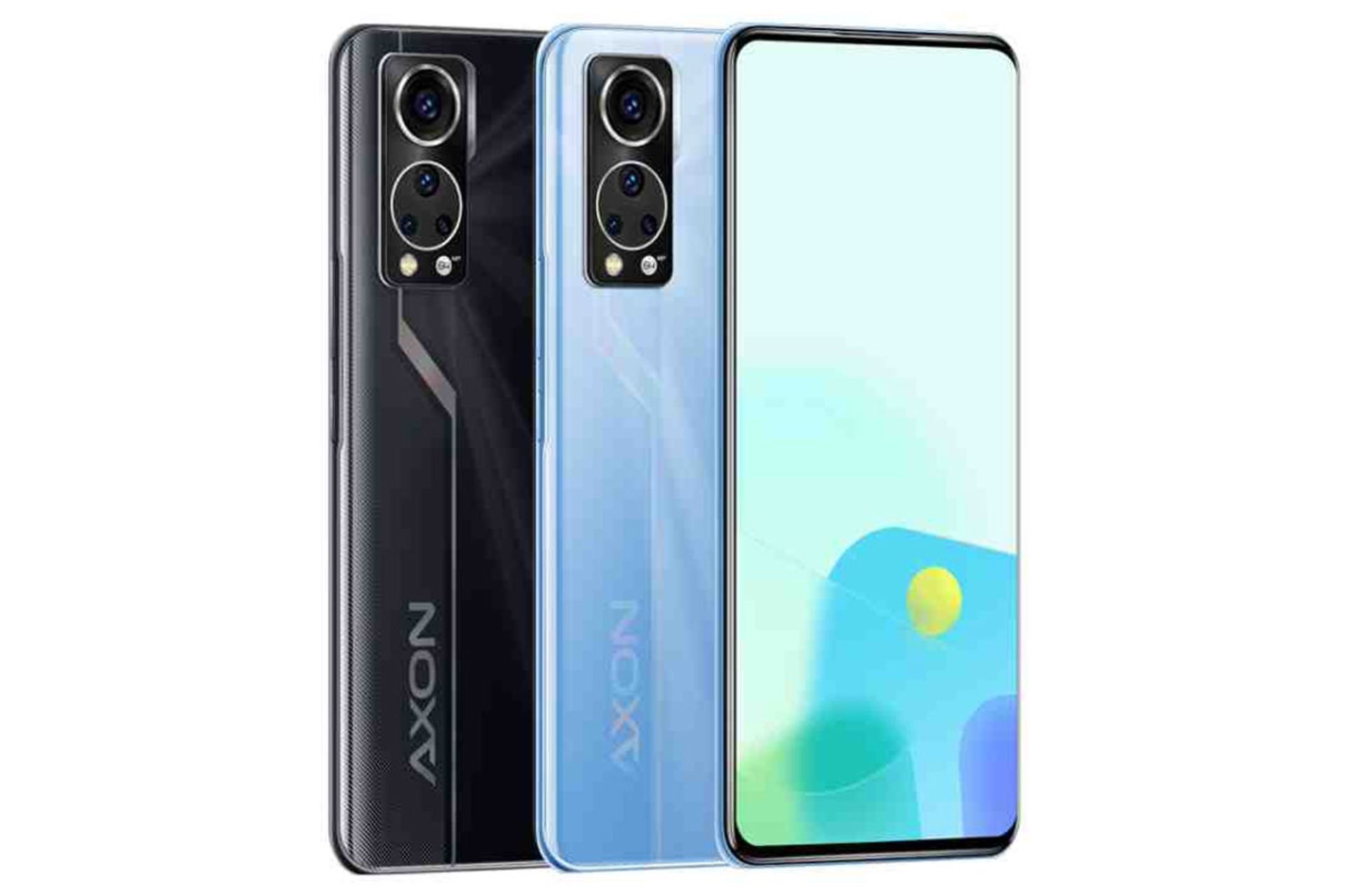 نمای پشت و جلو دو رنگ گوشی ZTE Axon 30S