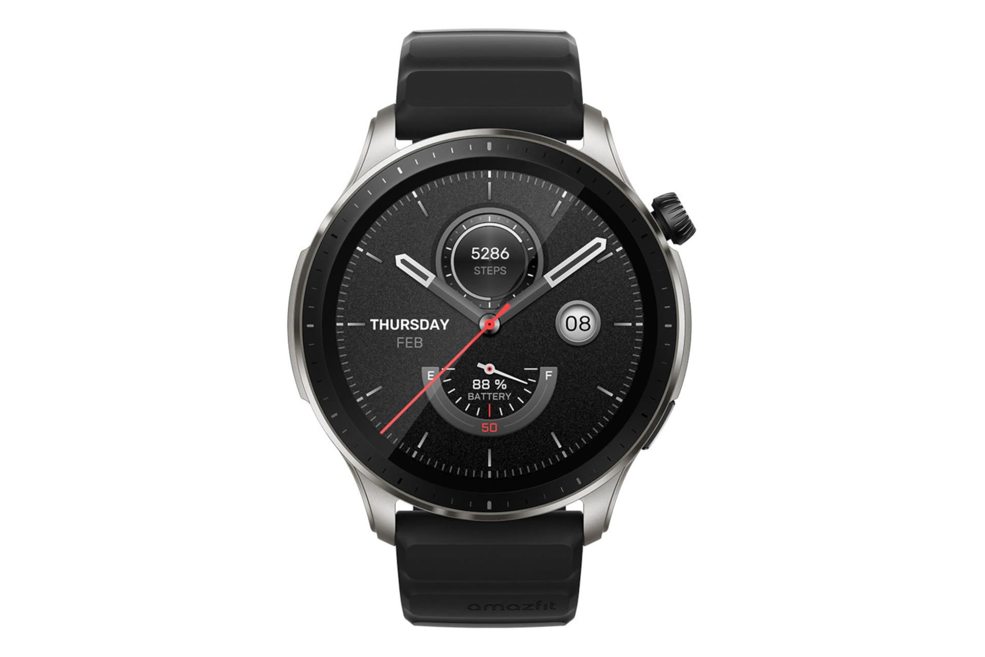 نمای روبرو ساعت هوشمند امیزفیت Amazfit GTR 4 نقره ای