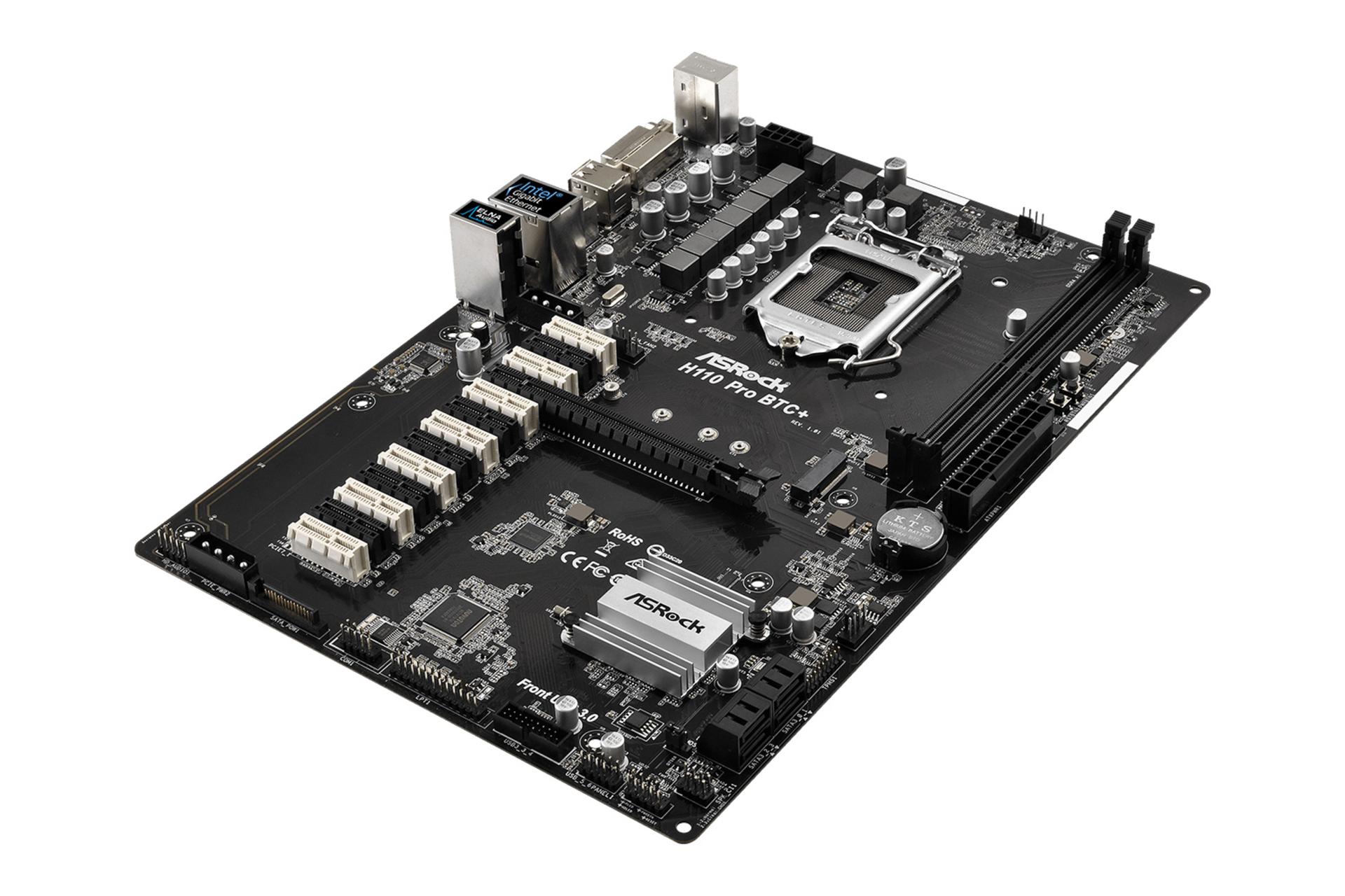 نمای کناری مادربرد ازراک ASRock H110 Pro BTC Plus