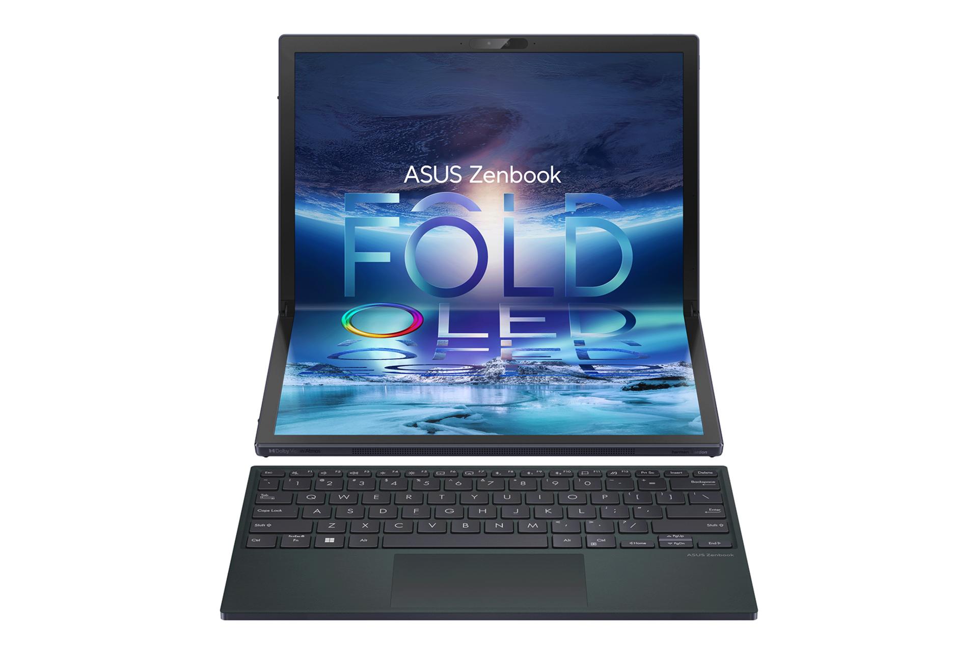 نمای جلو لپ تاپ ایسوس ذن بوک 17 فولد UX9702 به همراه کیبورد